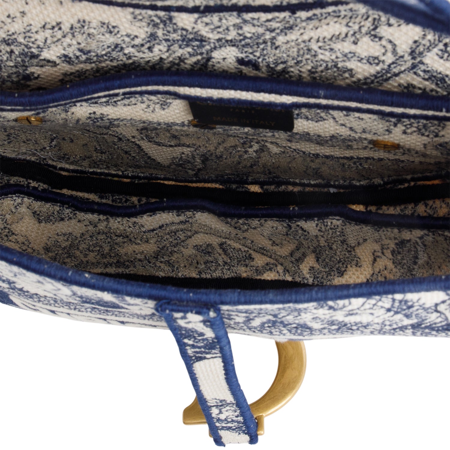 Christian Dior 2021 Toile de Jouy Medium Saddle Bag w/ Box, Receipt & Authenticity Card