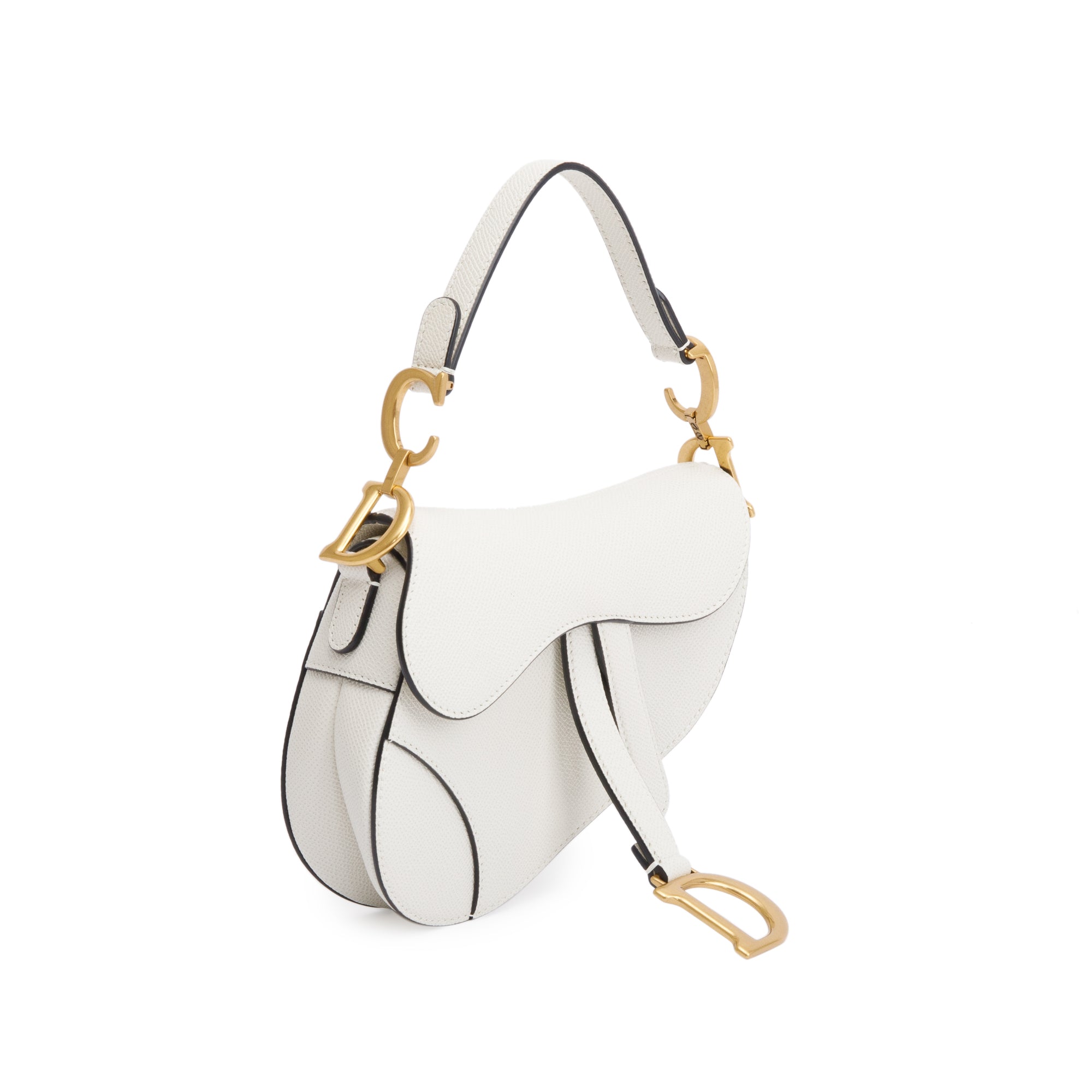 Christian Dior 2021 White Calfskin Leather Mini Saddle Bag w/ Box & Receipt