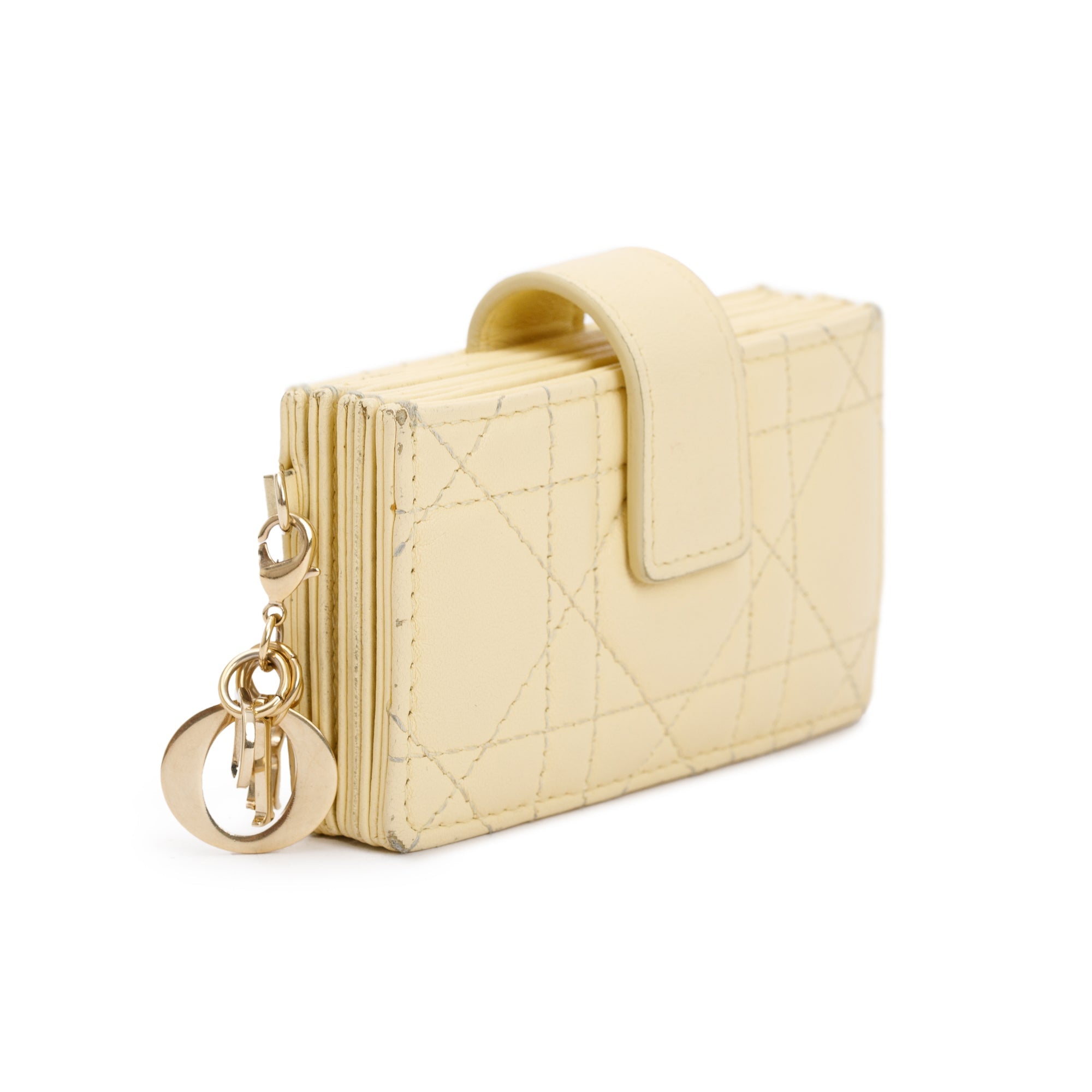 Christian Dior 2021 Yellow Cannage Lambskin Leather Lady Dior 5-Gusset Card Holder