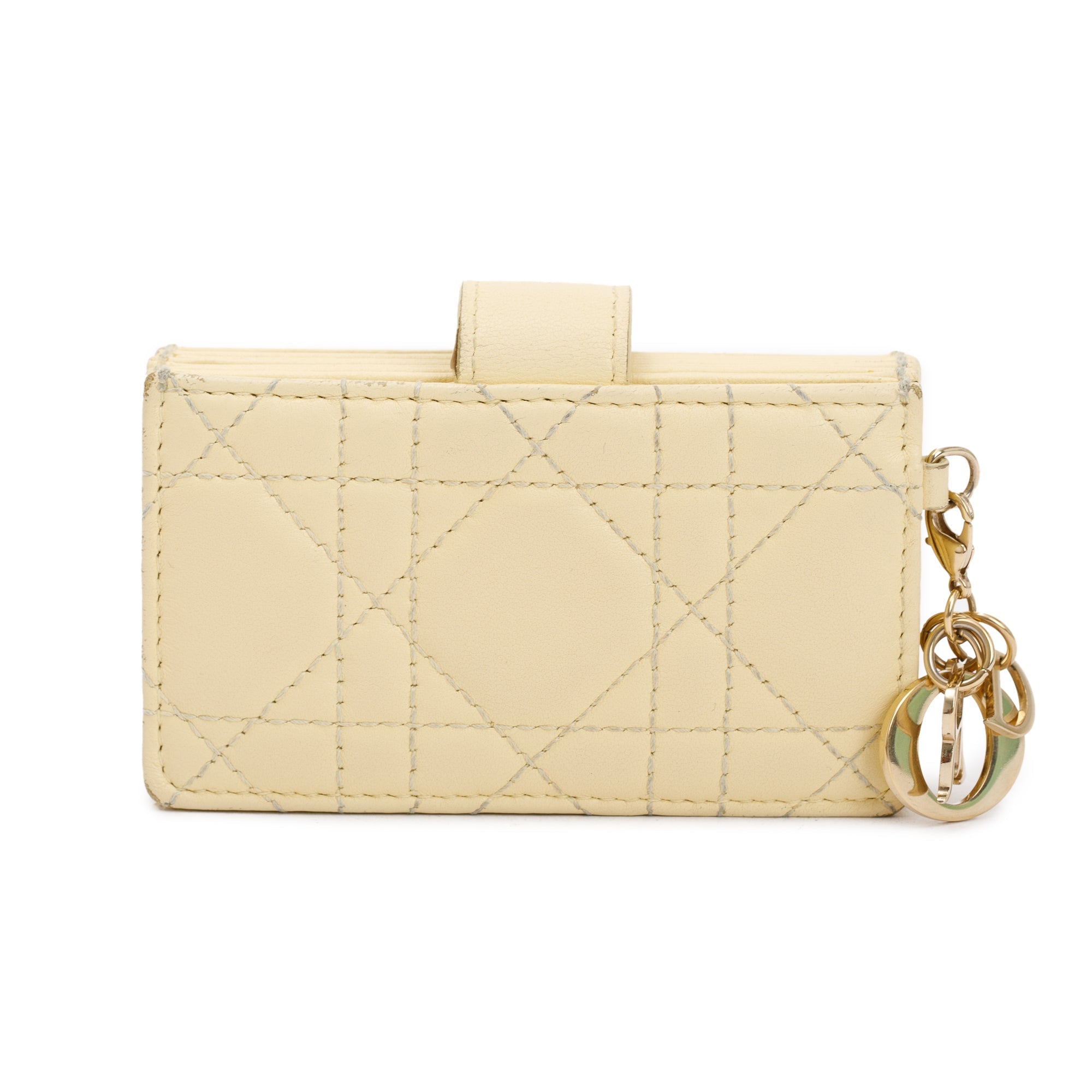 Christian Dior 2021 Yellow Cannage Lambskin Leather Lady Dior 5-Gusset Card Holder