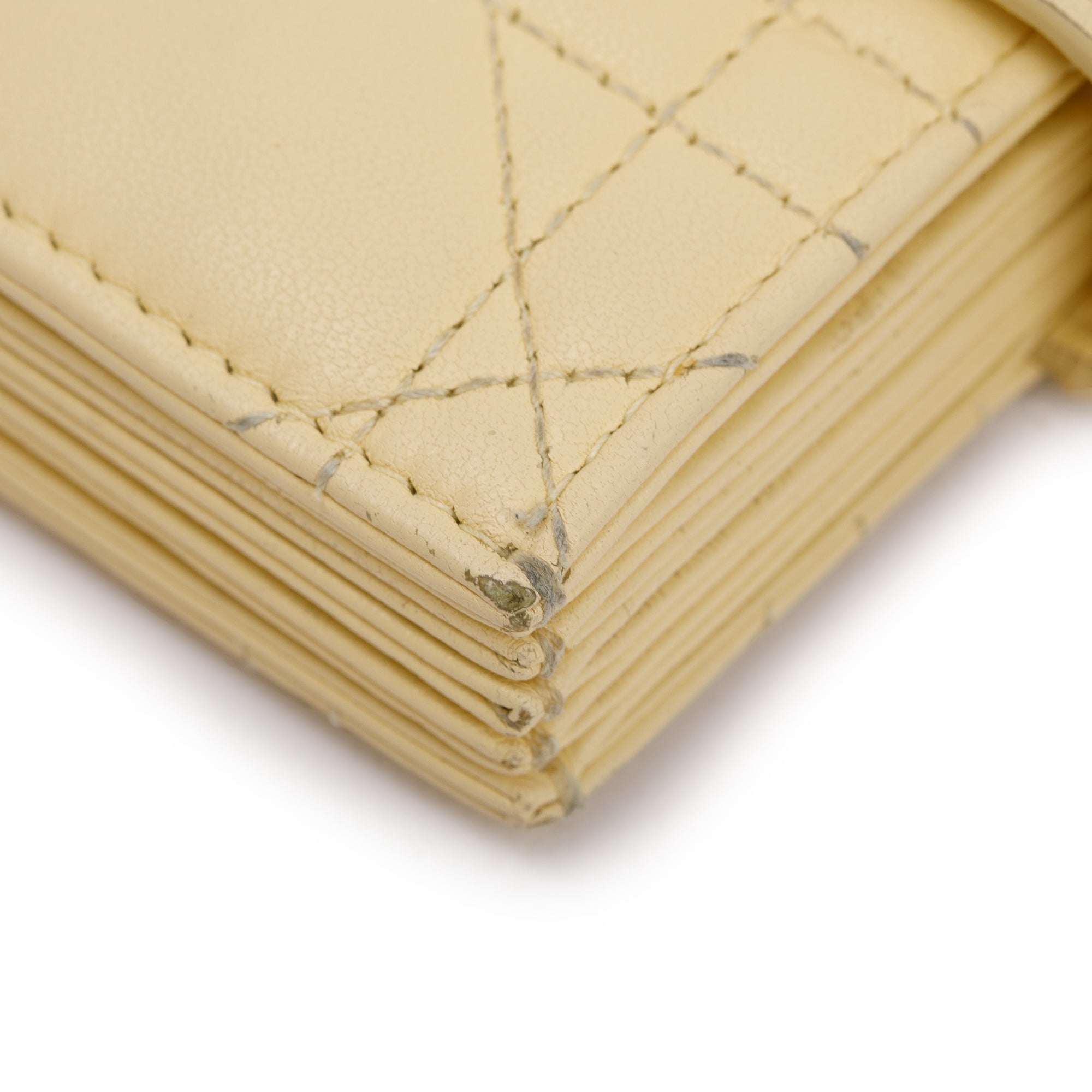 Christian Dior 2021 Yellow Cannage Lambskin Leather Lady Dior 5-Gusset Card Holder