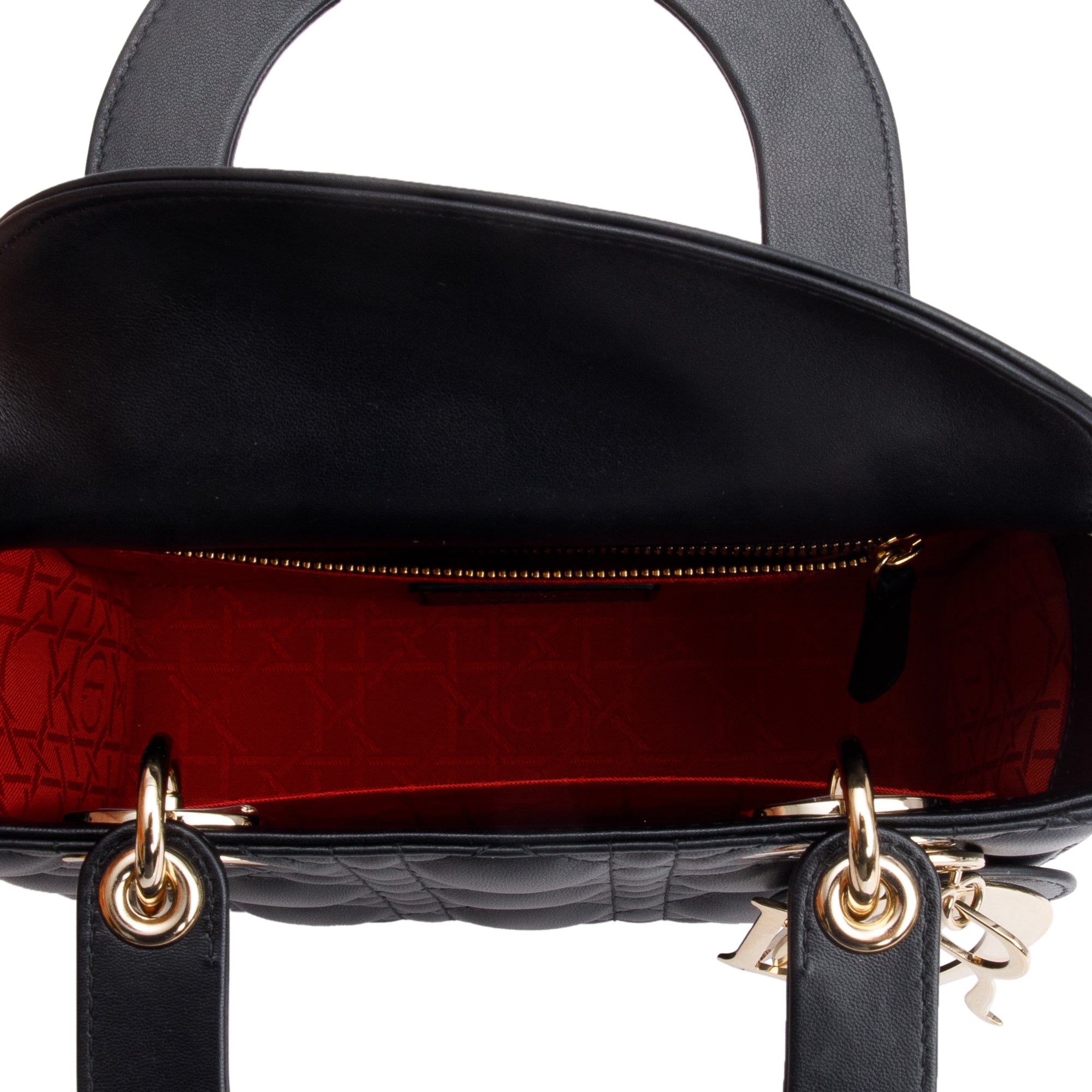Christian Dior 2022 Black Cannage Lambskin Leather Small Lady Dior Bag w/ Box, Authenticity Card & Strap