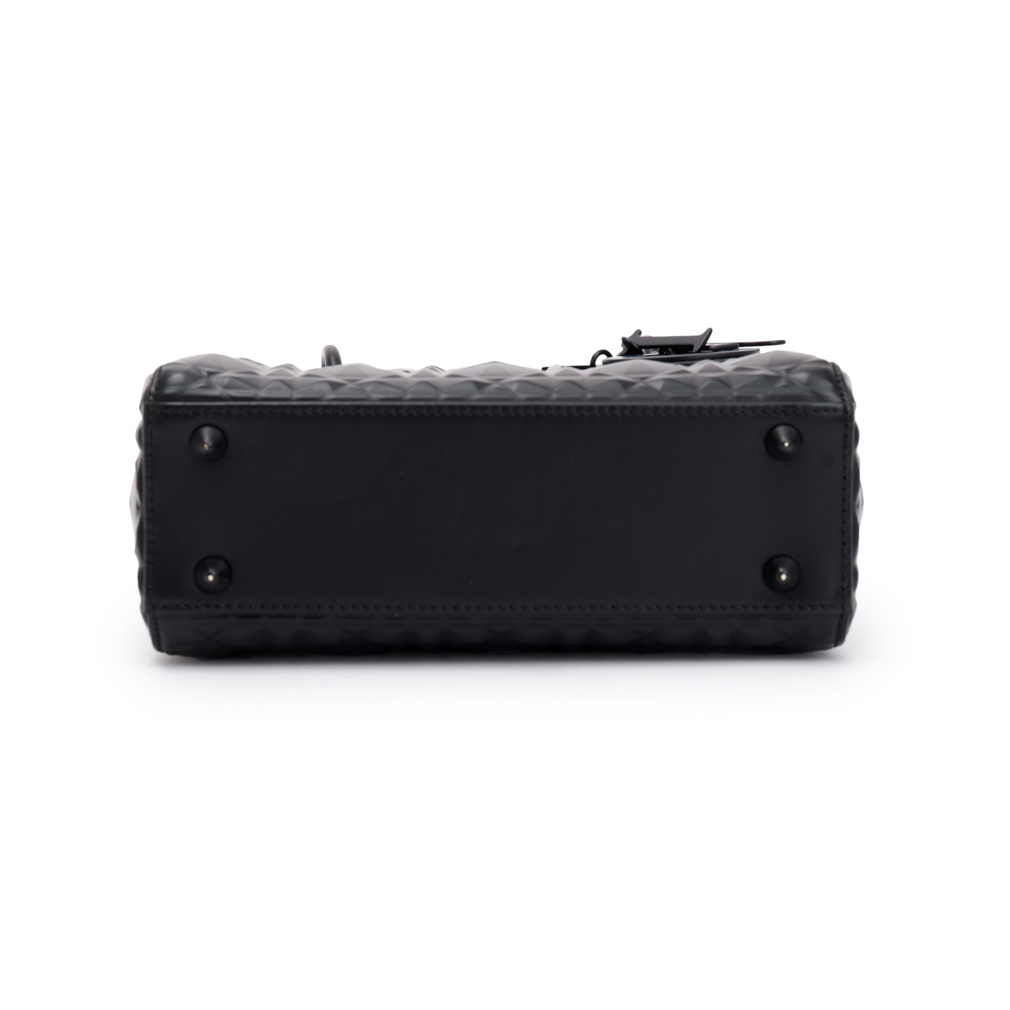 Christian Dior 2022 Black Diamond Motif Cannage Leather Small Lady Dior My Abcdior Bag w/ Strap & Authenticity Card