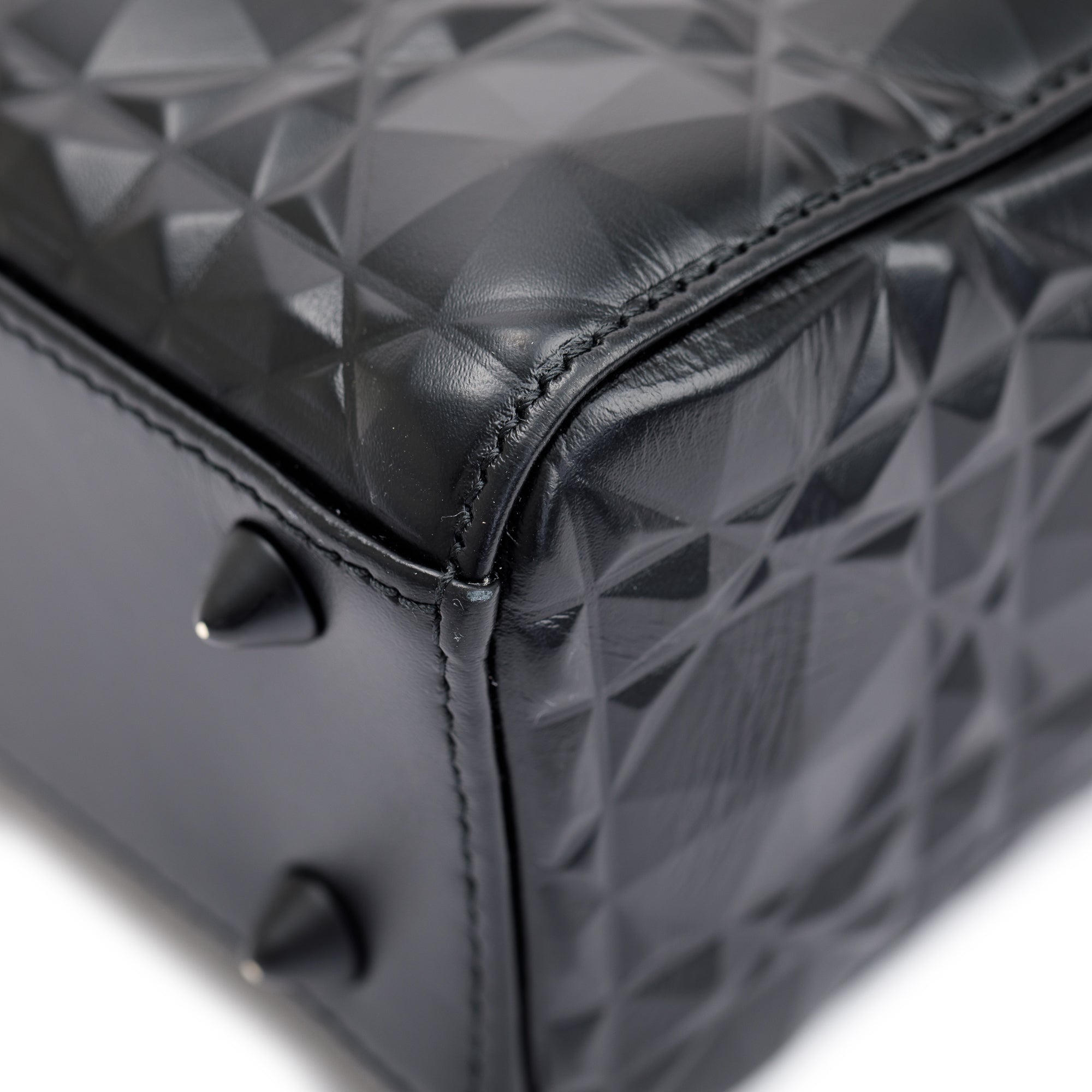 Christian Dior 2022 Black Diamond Motif Cannage Leather Small Lady Dior My Abcdior Bag w/ Strap & Authenticity Card