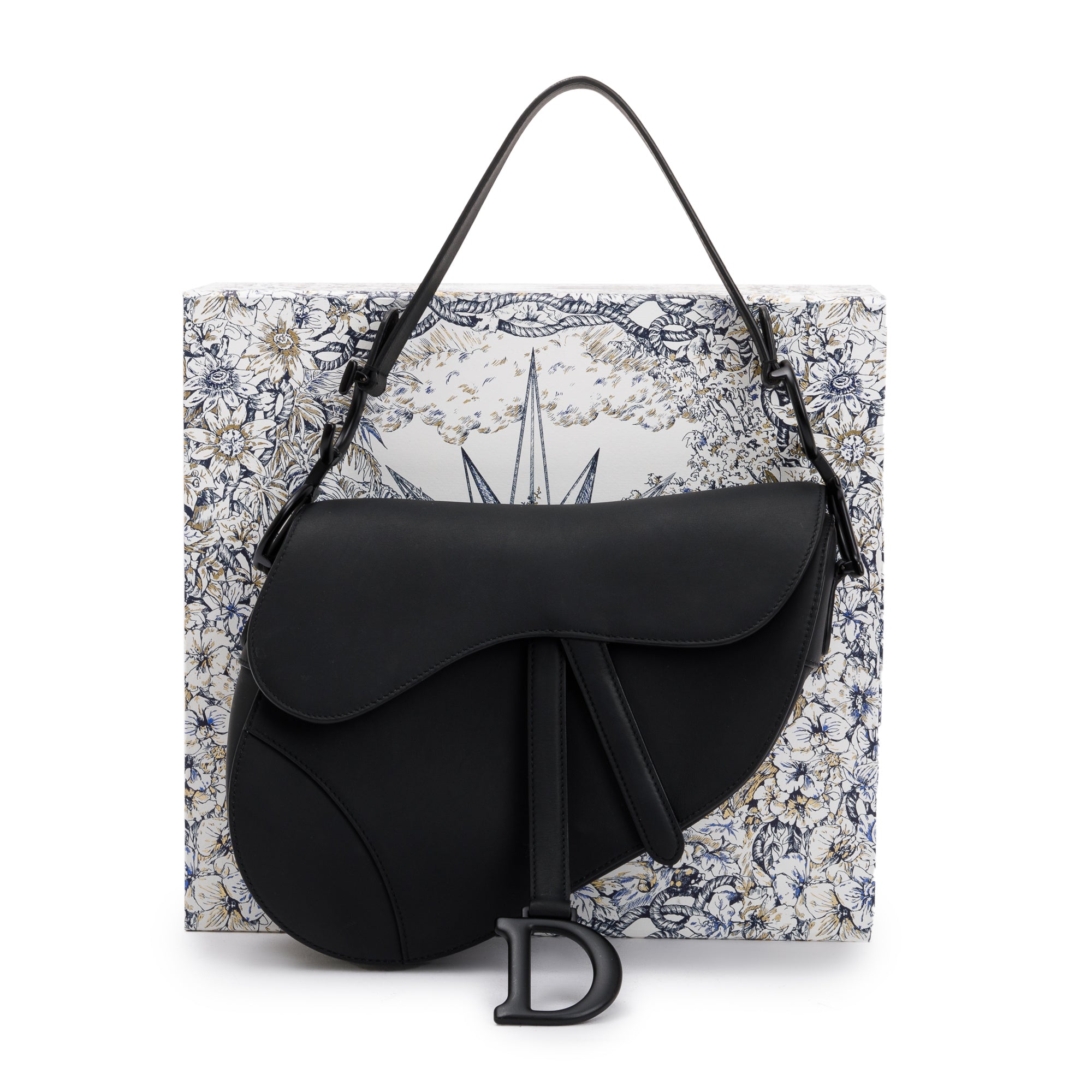 Black Ultramatte Calfskin Matte Black Saddle Bag Dior Christian