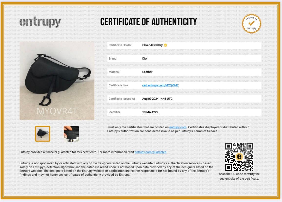 Christian Dior 2022 Black Ultramatte Calfskin Leather Medium Saddle Bag w/ Strap