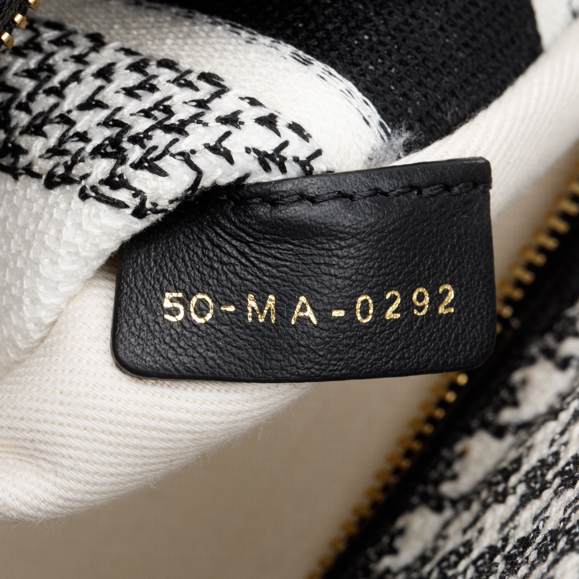 Christian Dior 2022 Black/White Houndstooth Embroidered Medium Lady D-Lite Bag w/ Strap