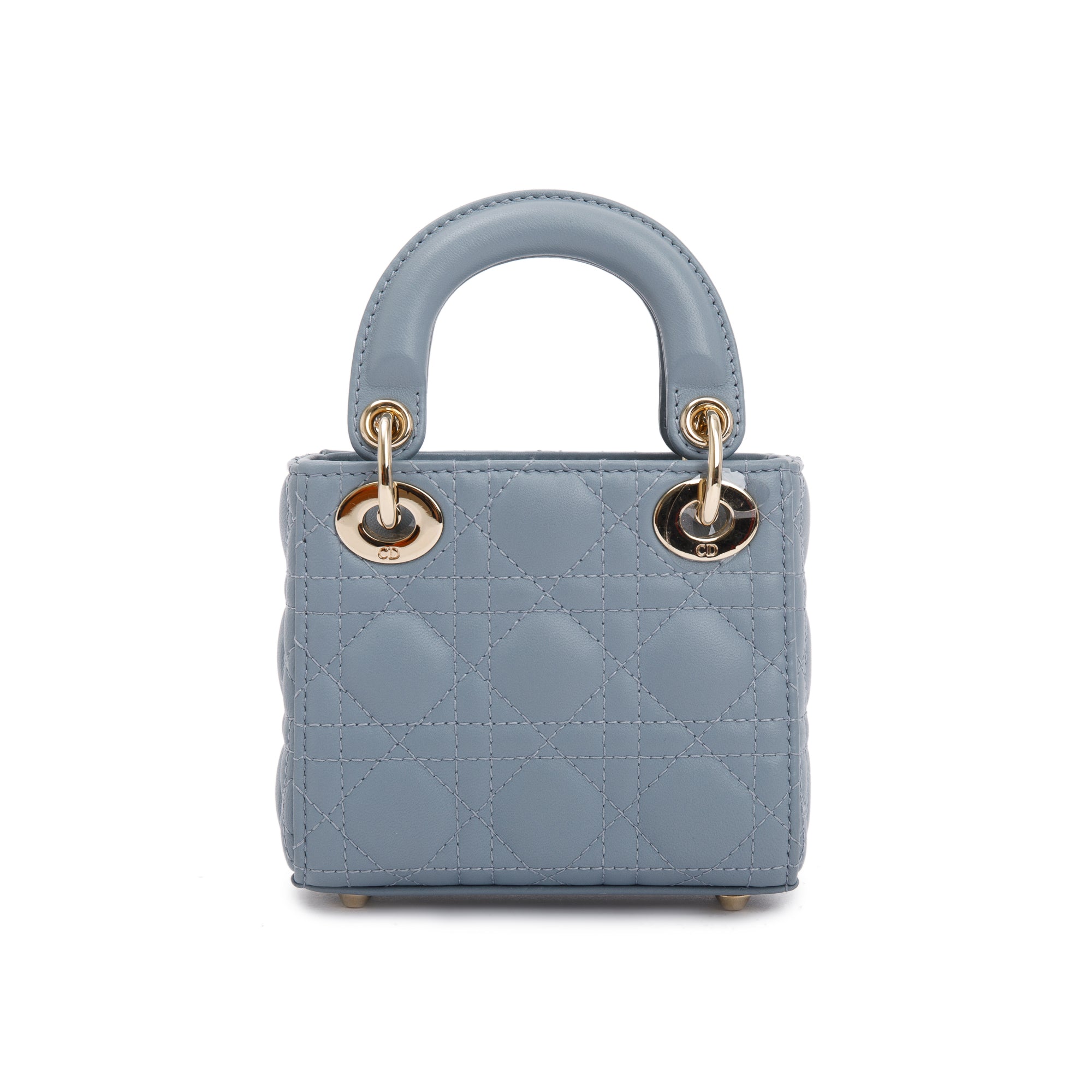 Christian Dior 2022 Blue Cannage Lambskin Leather Micro Lady Dior Bag w/ Strap, Box, & Authenticity Card