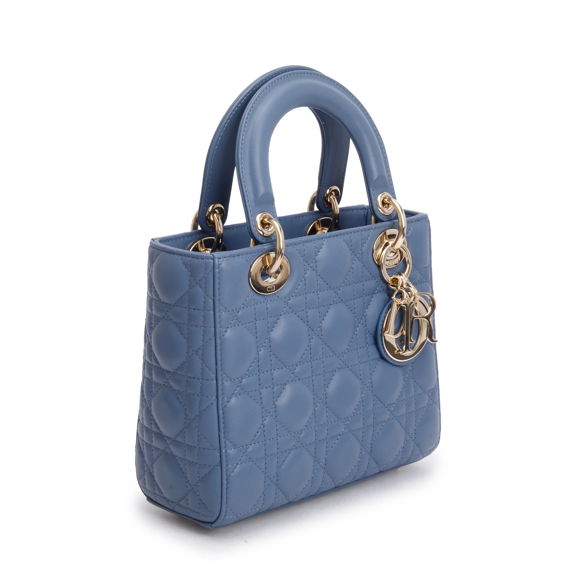 Christian Dior 2022 Blue Cannage Lambskin Leather Small Lady Dior Bag