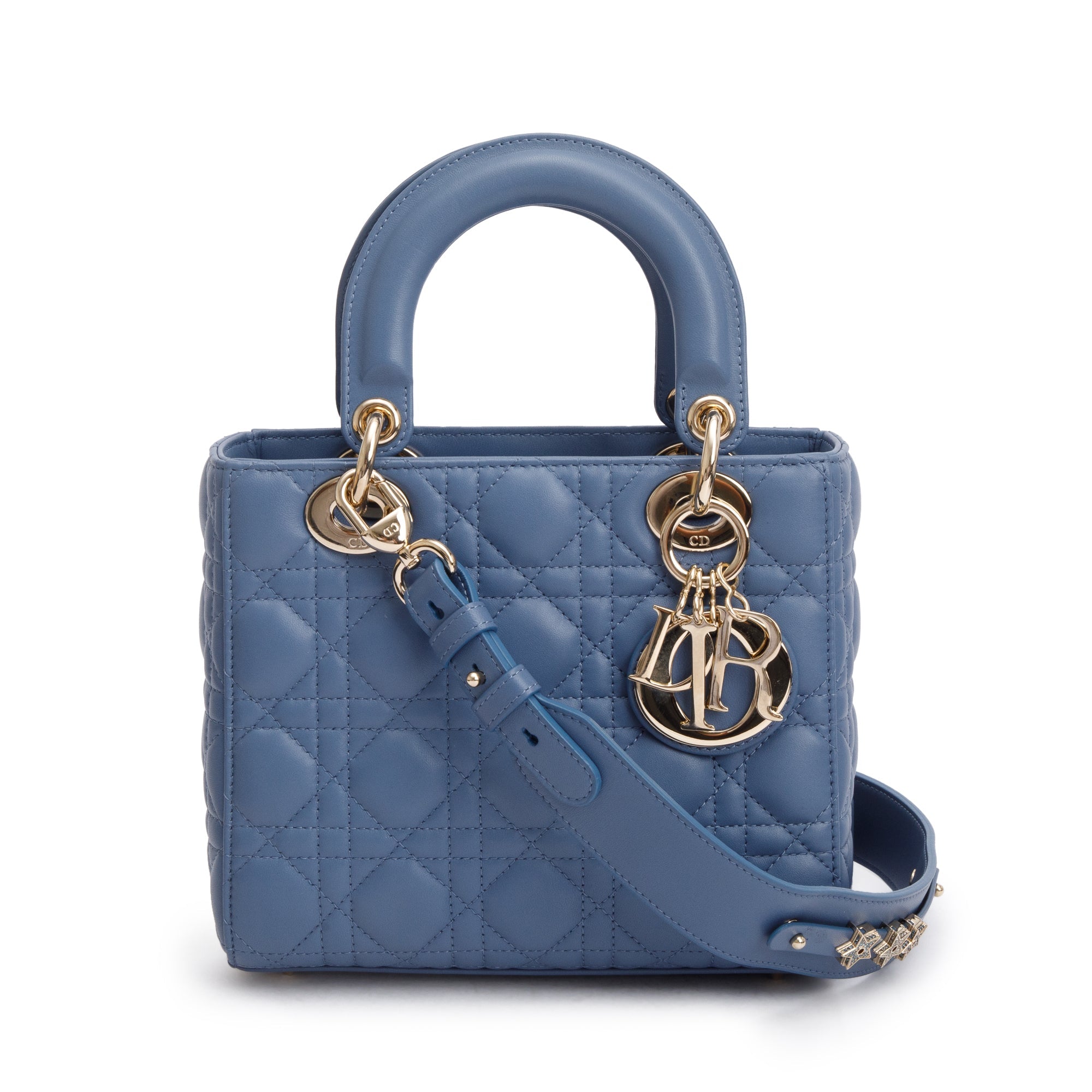 Christian Dior 2022 Blue Cannage Lambskin Leather Small Lady Dior Bag