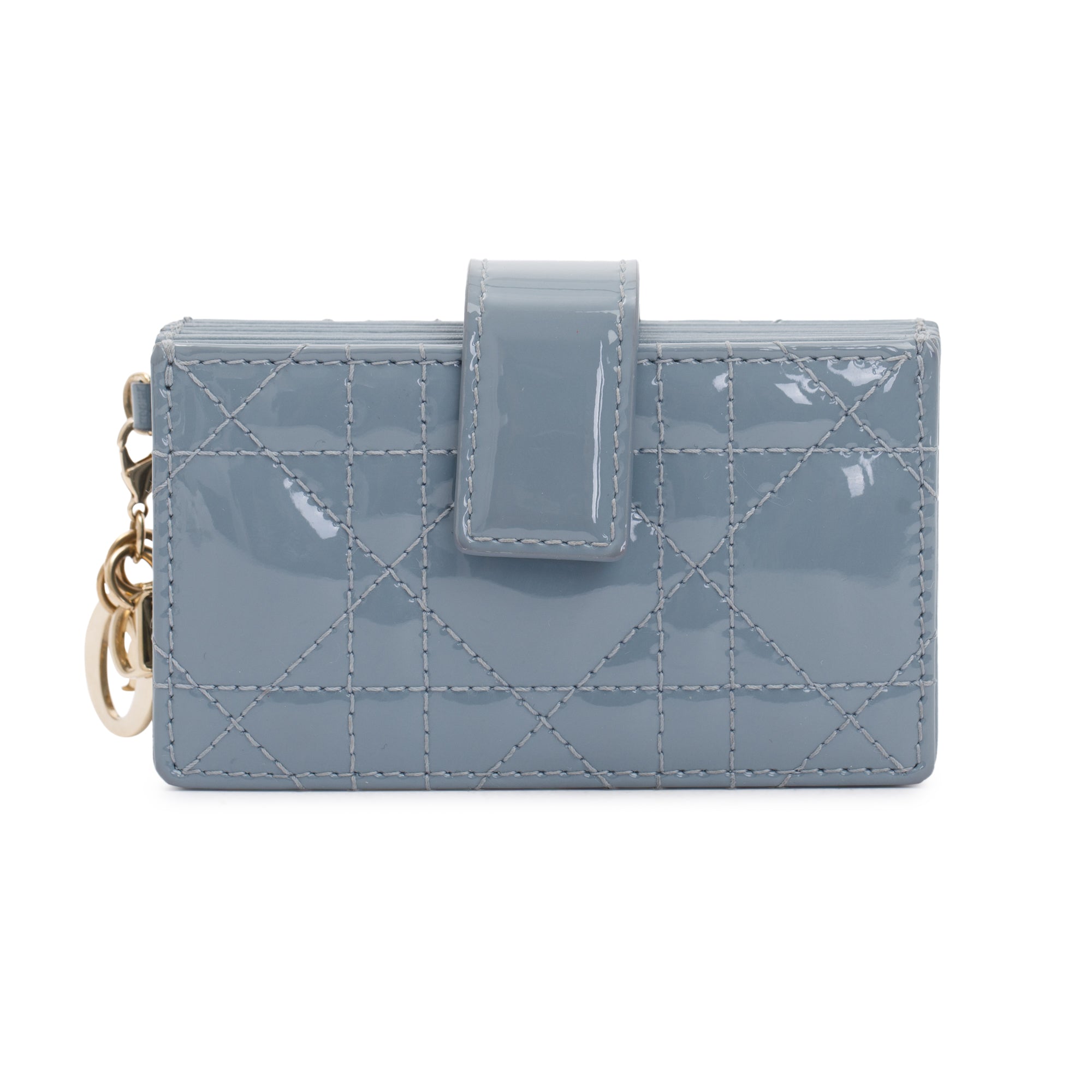 Christian Dior 2022 Blue Patent Leather Lady Dior 5-Gusset Card Holder
