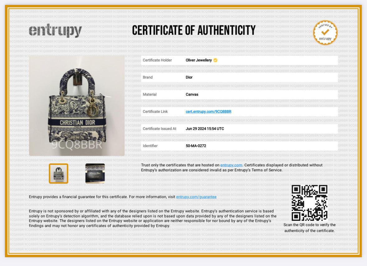 Christian Dior 2022 Blue Toile De Jouy Reverse Embroidery Medium Lady D-Lite Bag w/ Strap