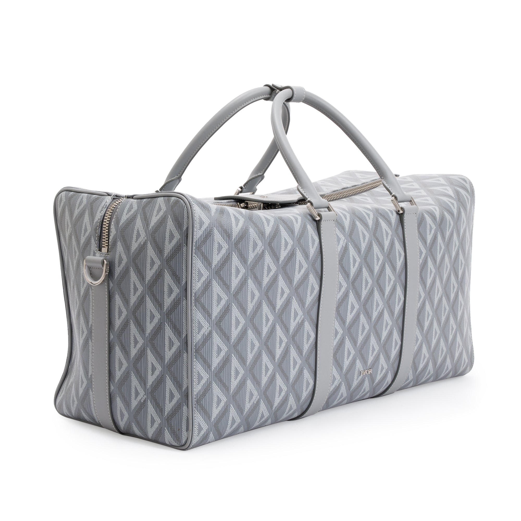 Christian Dior 2022 Gray CD Diamond Lingot 50 Duffle Bag w/ Strap