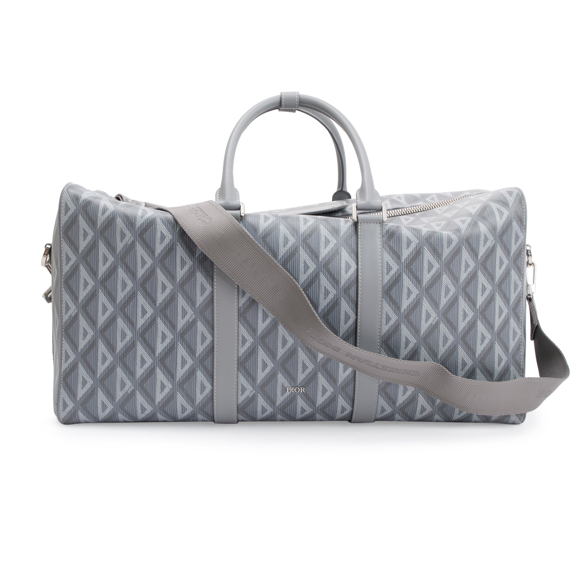 Christian Dior 2022 Gray CD Diamond Lingot 50 Duffle Bag w/ Strap