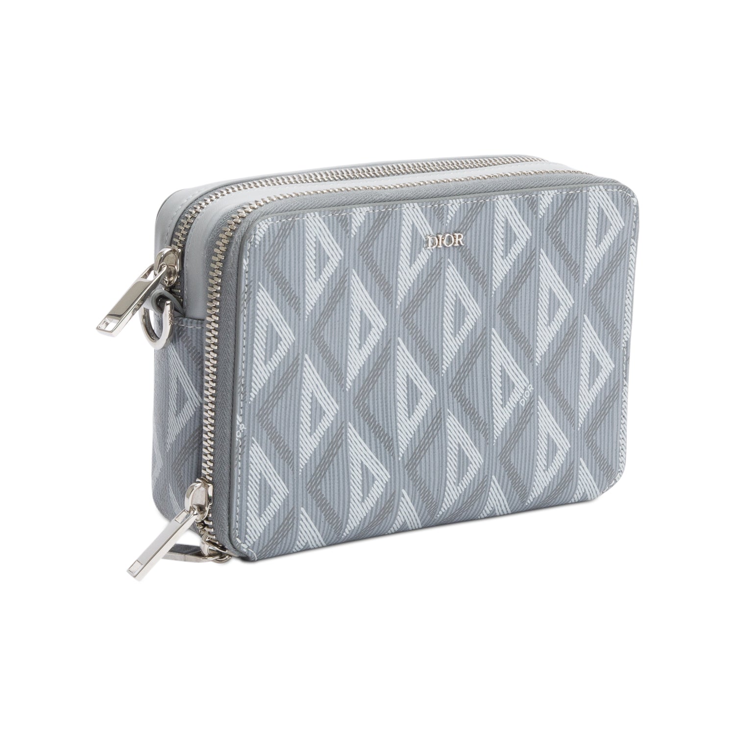 Christian Dior 2022 Grey CD Diamond Coated Canvas Crossbody Pouch w/ Strap
