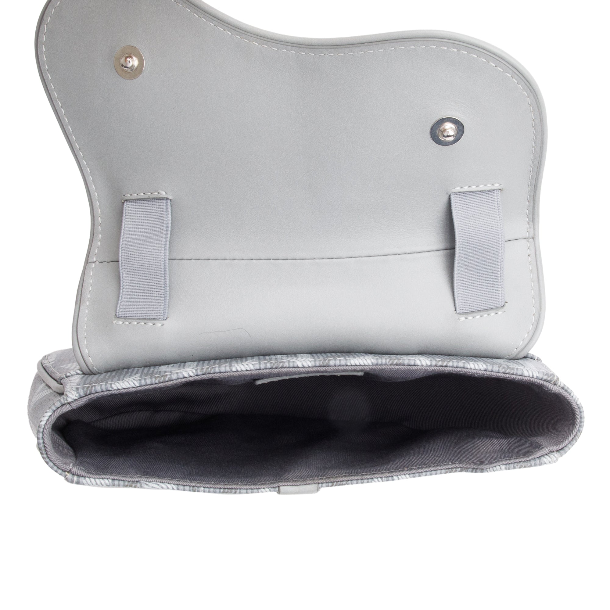 Christian Dior 2022 Grey Calfskin Leather CD Diamond Coated Canvas Mini Saddle Crossbody Bag