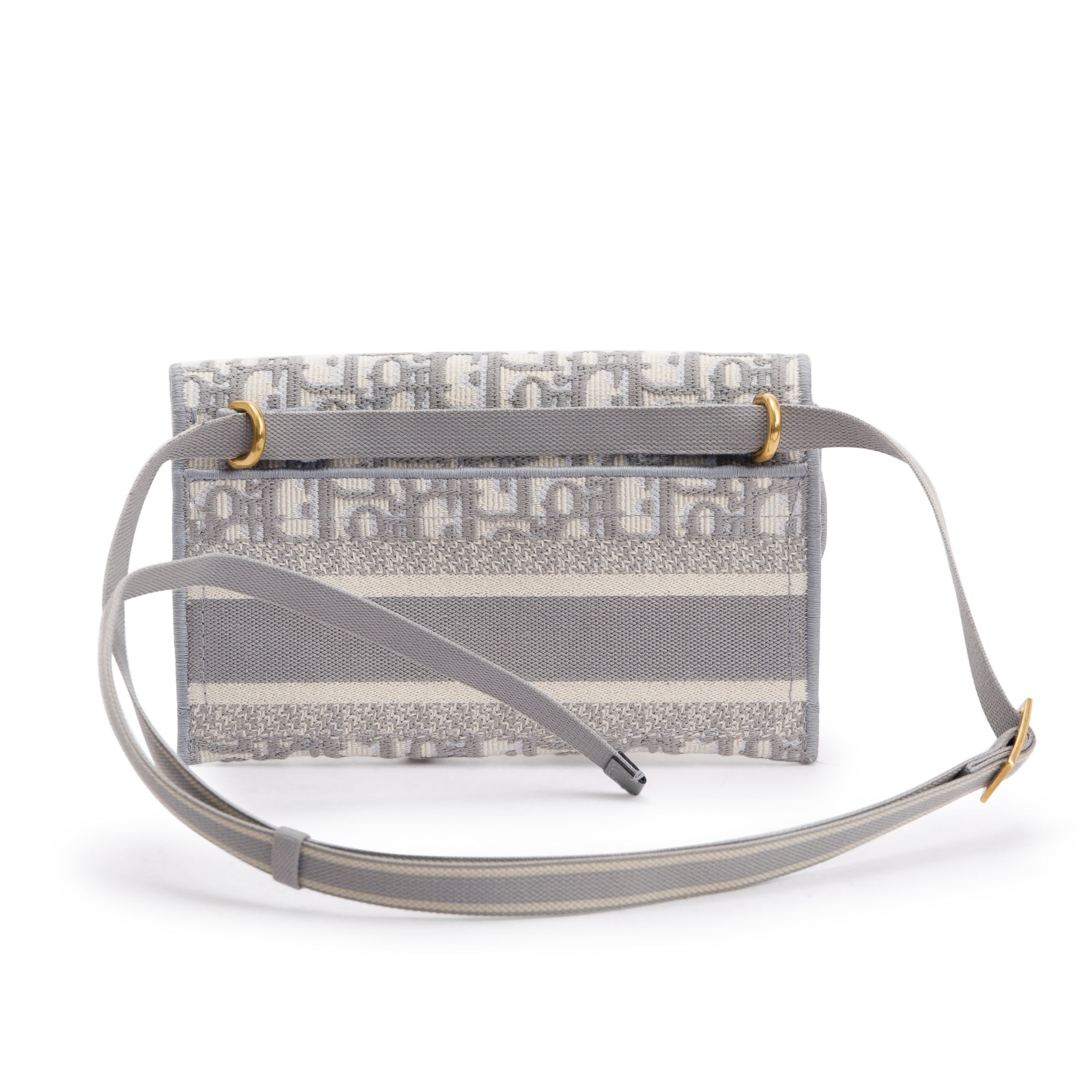 Christian Dior 2022 Grey Oblique Slim Saddle Belt Pouch w/ Box & Authenticity Card