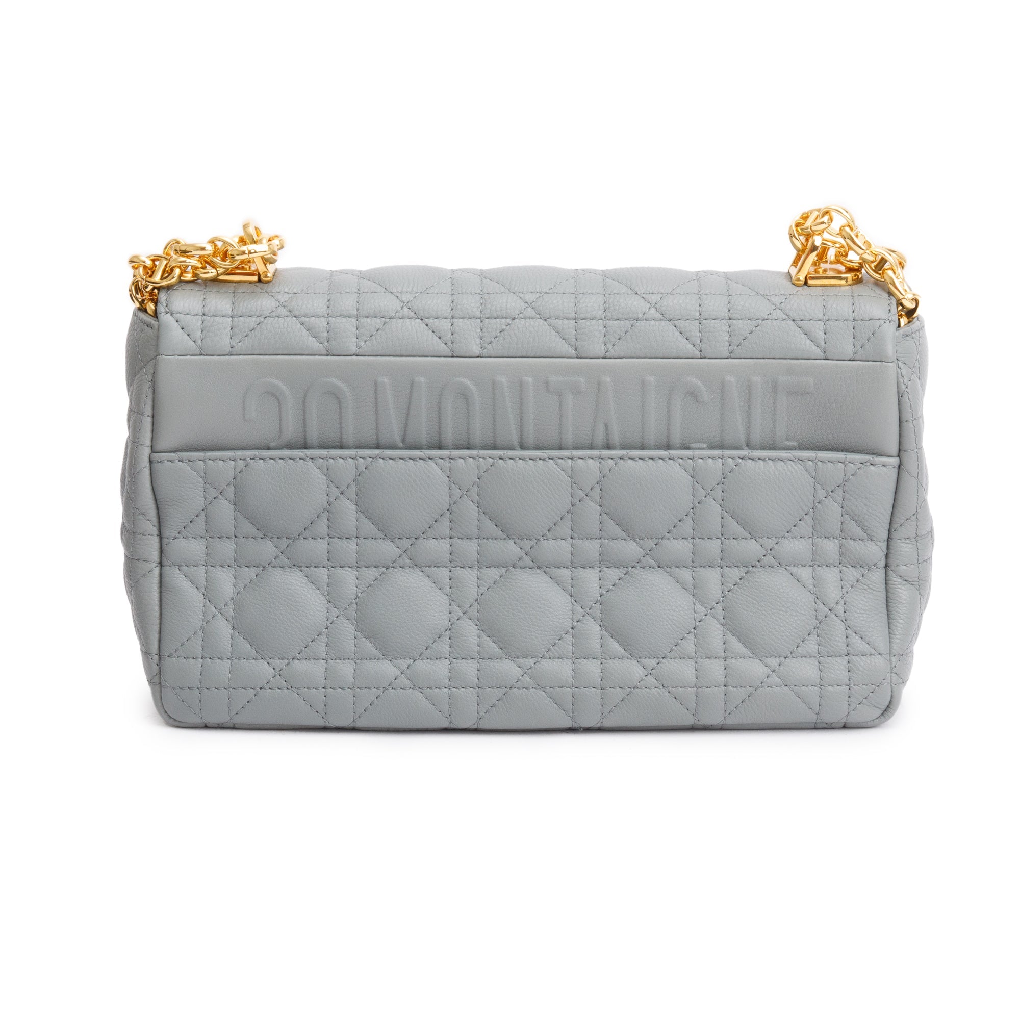 Christian Dior 2022 Grey Supple Cannage Calfskin Leather Medium Dior Caro Bag w/ Authenticity Card