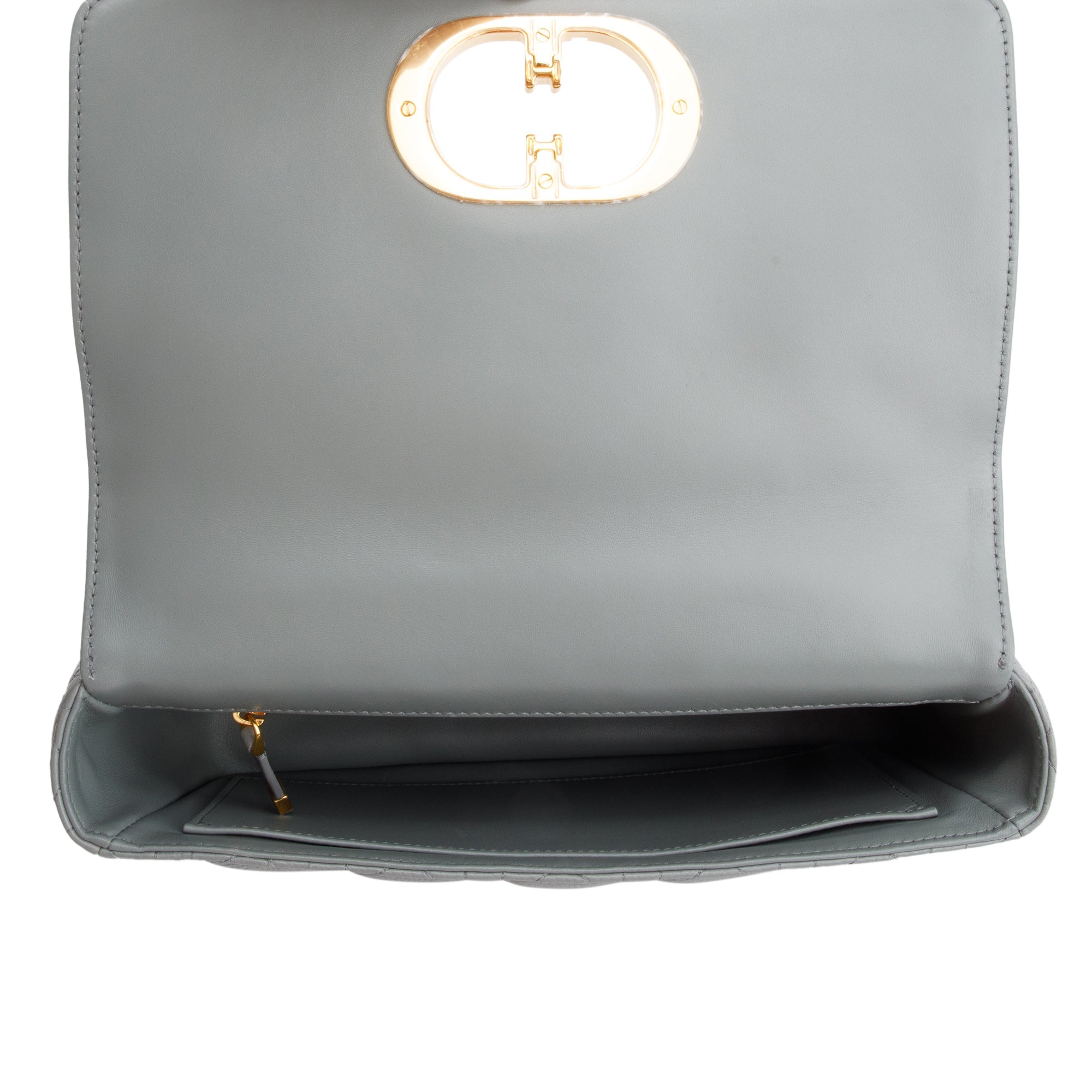 Christian Dior 2022 Grey Supple Cannage Calfskin Leather Medium Dior Caro Bag w/ Authenticity Card