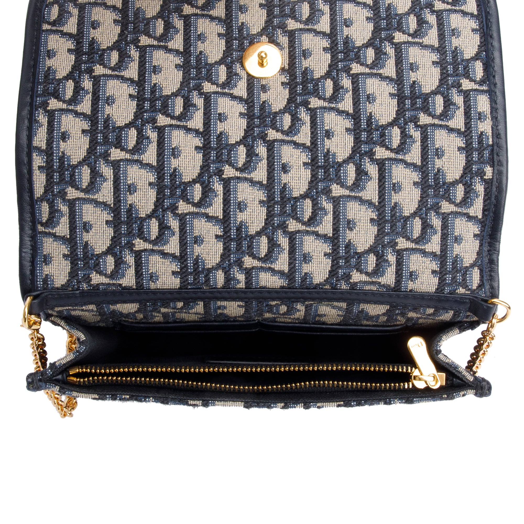 Christian Dior 2022 Navy Oblique 30 Montaigne 2-In-1 Pouch Bag w/ Box & Authenticity Card