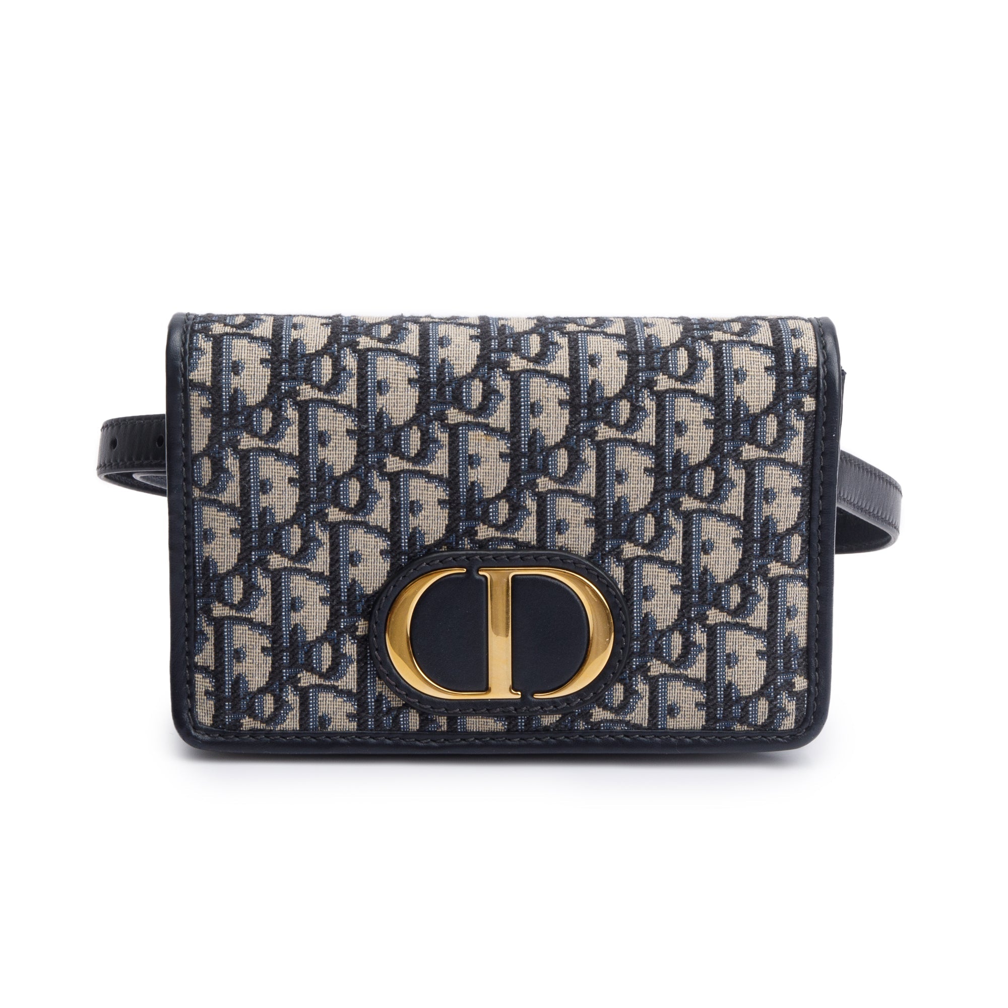 Christian Dior 2022 Navy Oblique 30 Montaigne 2-In-1 Pouch Bag