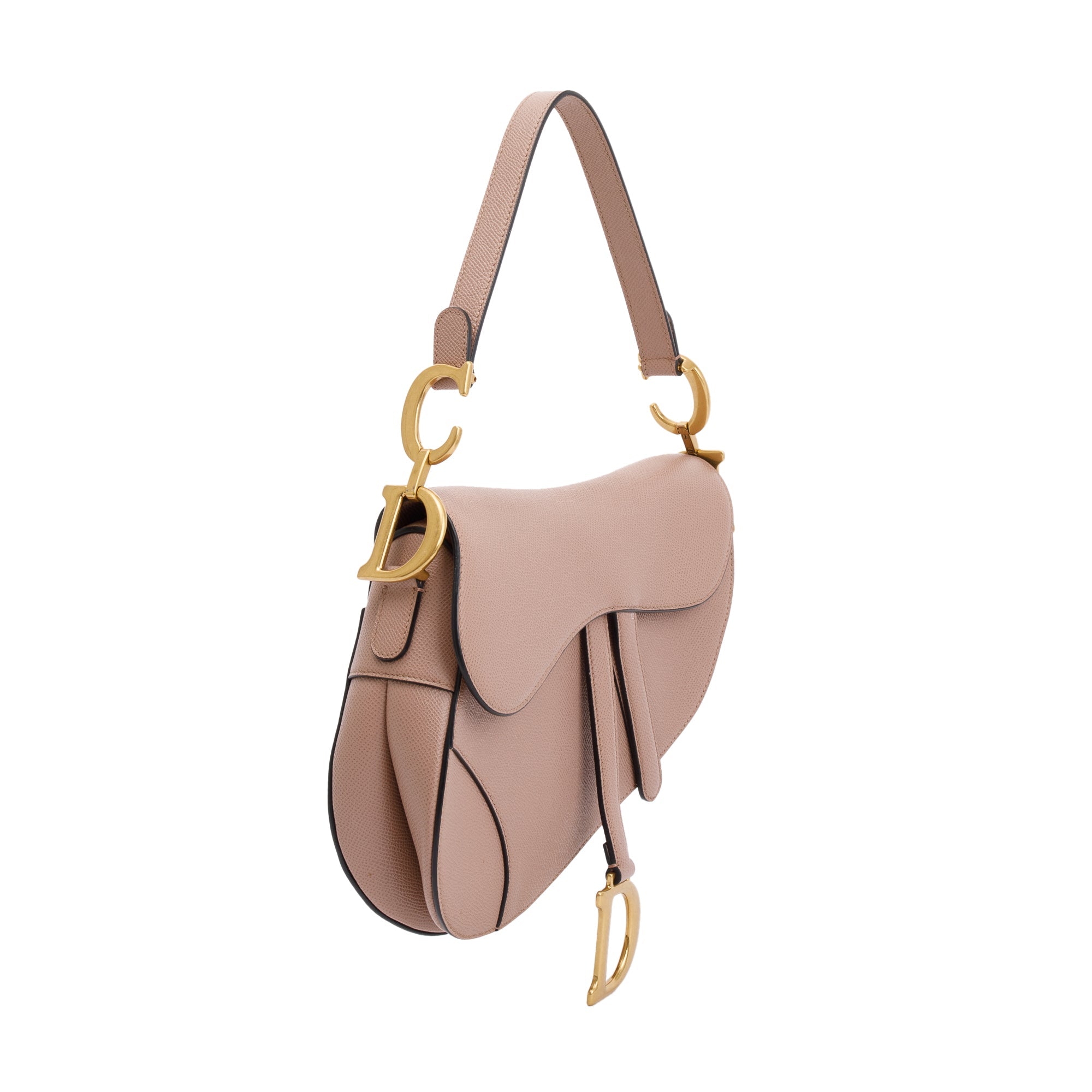 Christian Dior 2022 Neutral Grained Calfskin Leather Medium Saddle Bag