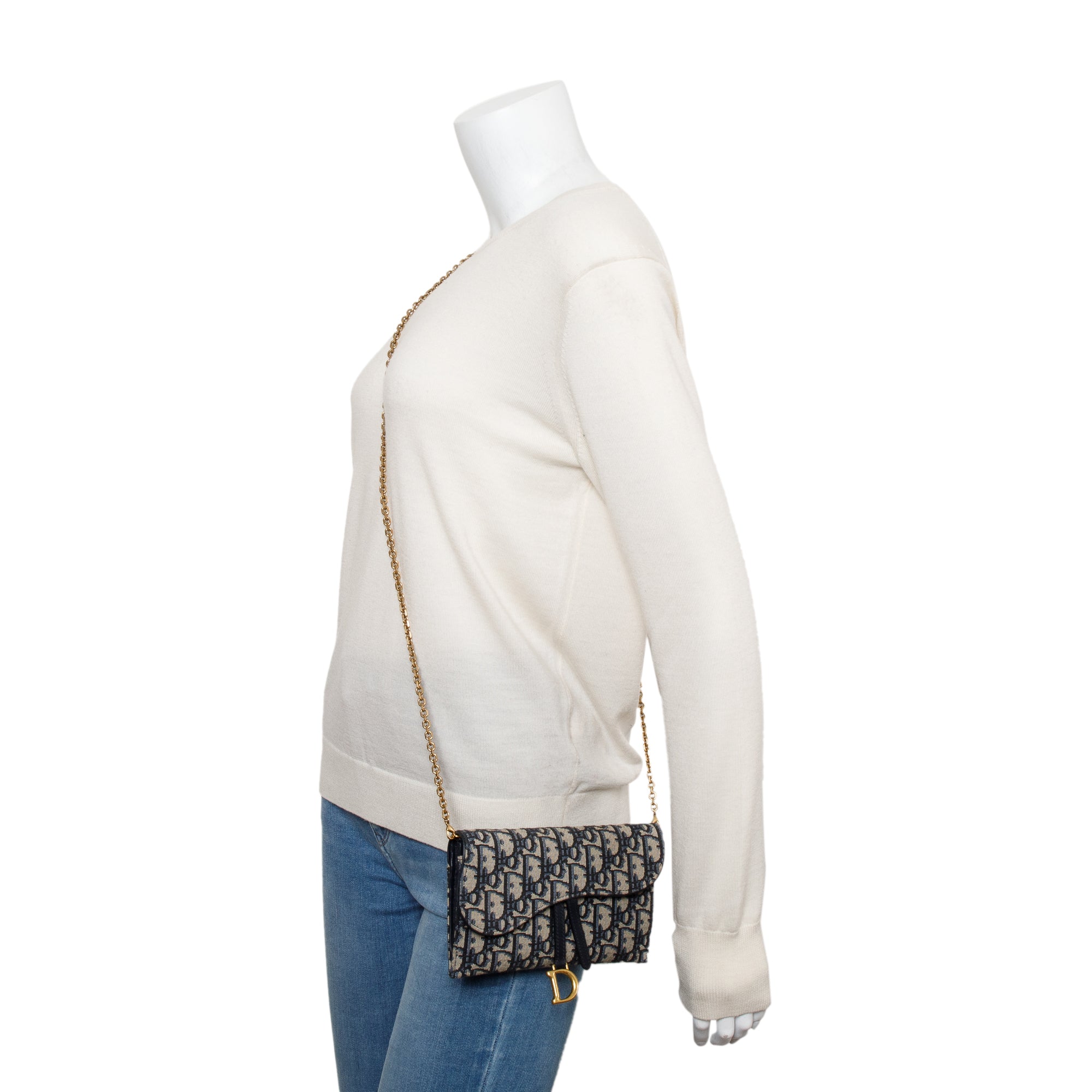 Christian Dior 2022 Oblique Long Saddle Wallet on Chain w/ Box, Receipt & Insert