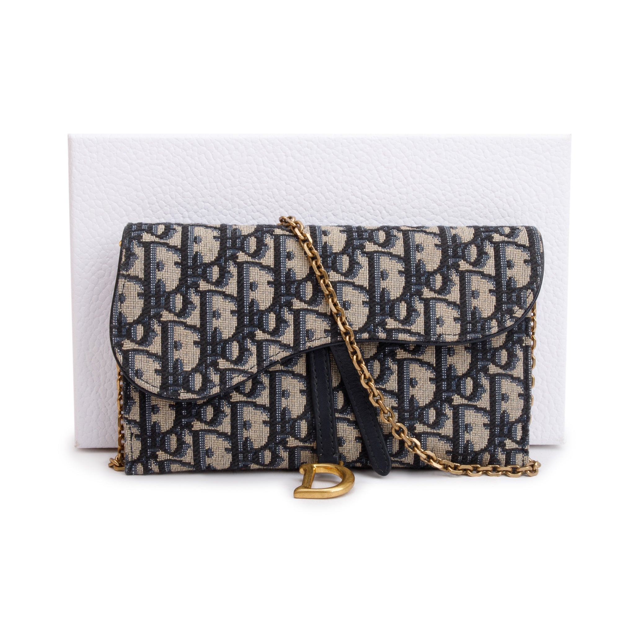 Christian Dior 2022 Oblique Long Saddle Wallet on Chain w/ Box, Receipt & Insert