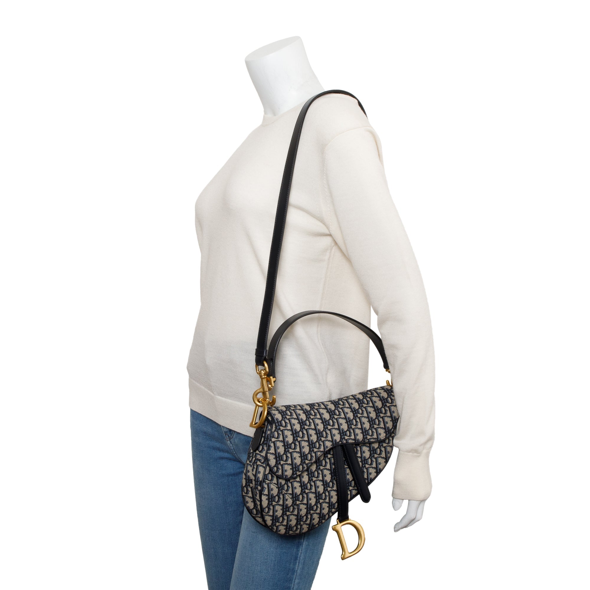 Christian Dior 2022 Oblique Medium Saddle Bag w/ Strap, Box & Authenticity Card