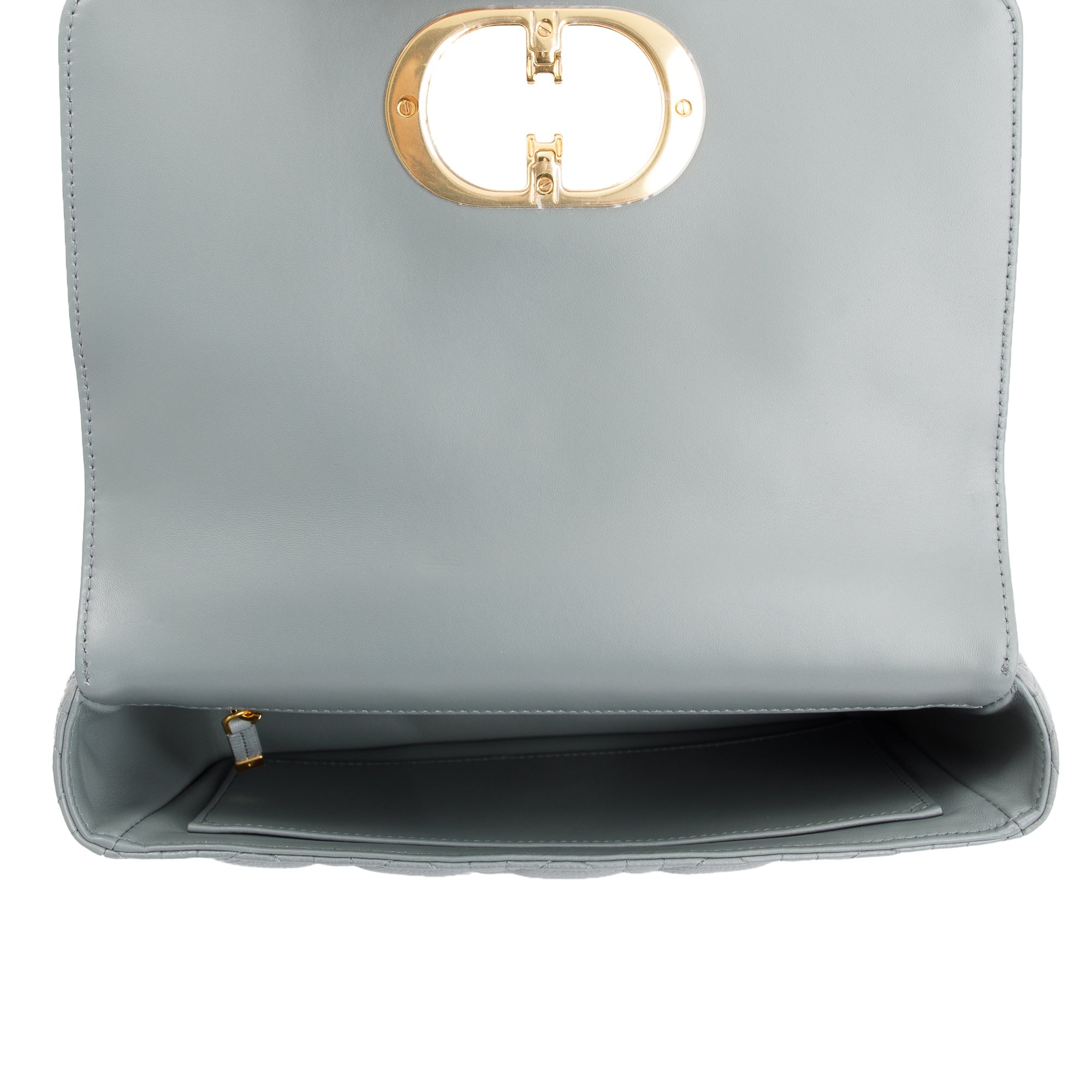 Christian Dior 2022 Stone Gray Supple Cannage Calfskin Leather Medium Dior Caro Bag w/ Authenticity Card