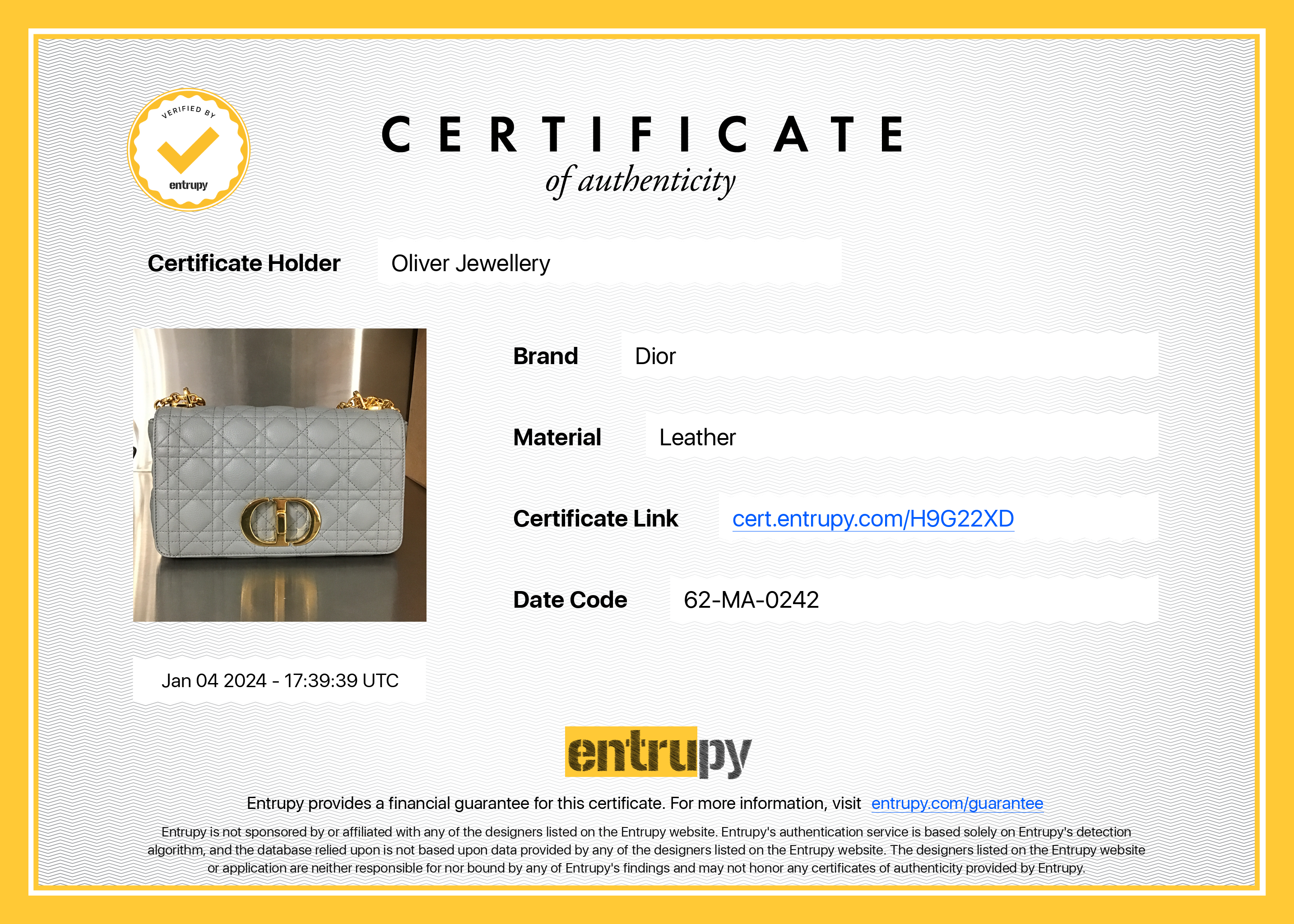 Christian Dior 2022 Stone Gray Supple Cannage Calfskin Leather Medium Dior Caro Bag w/ Authenticity Card