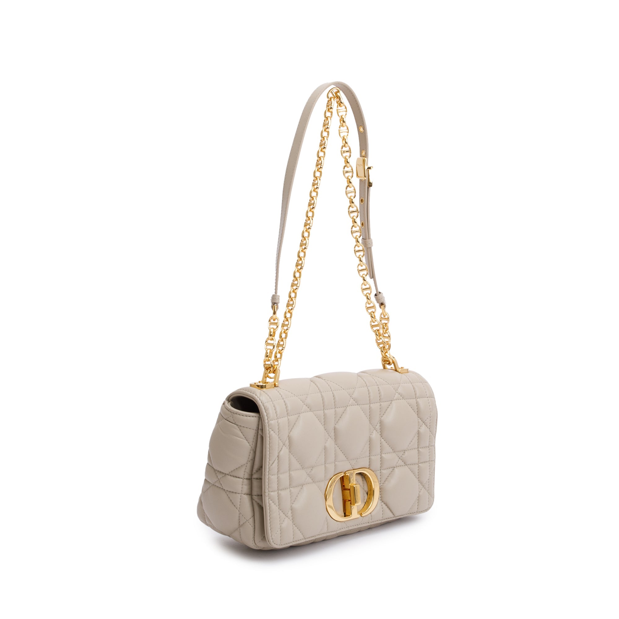 Christian Dior 2022 Taupe Supple Cannage Calfskin Leather Medium Dior Caro Bag w/ Box & Authenticity Card