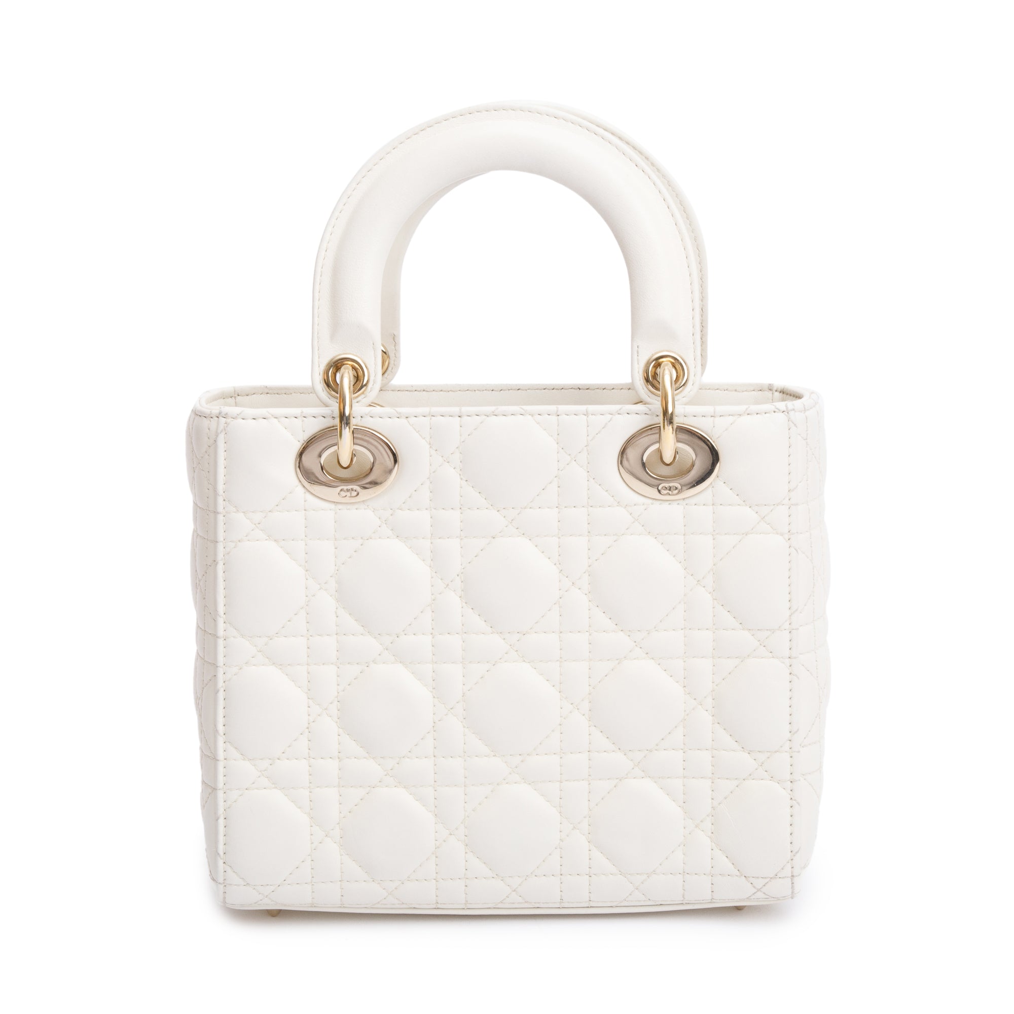 Christian Dior 2022 White Cannage Lambskin Leather Small Lady Dior My AbCDior Bag w/ Box & Authenticity Card