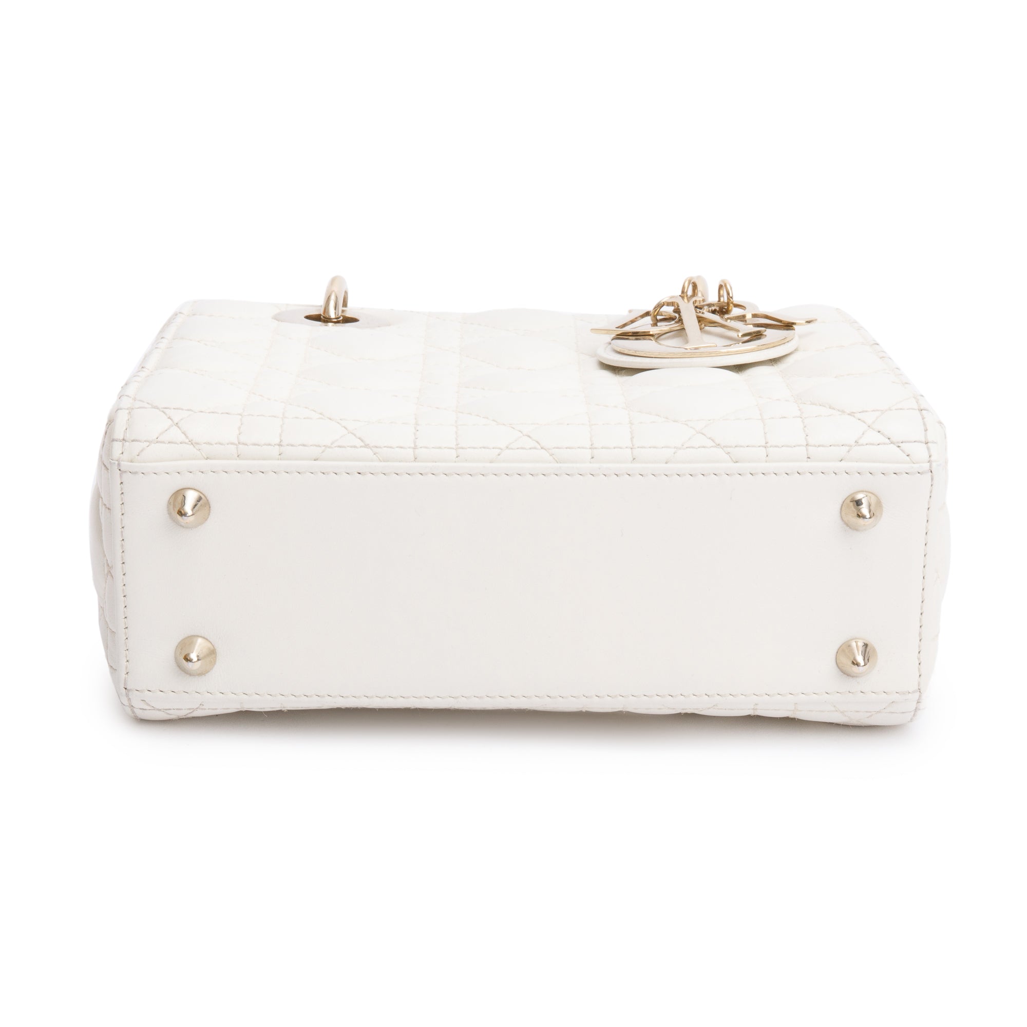 Christian Dior 2022 White Cannage Lambskin Leather Small Lady Dior My AbCDior Bag w/ Box & Authenticity Card