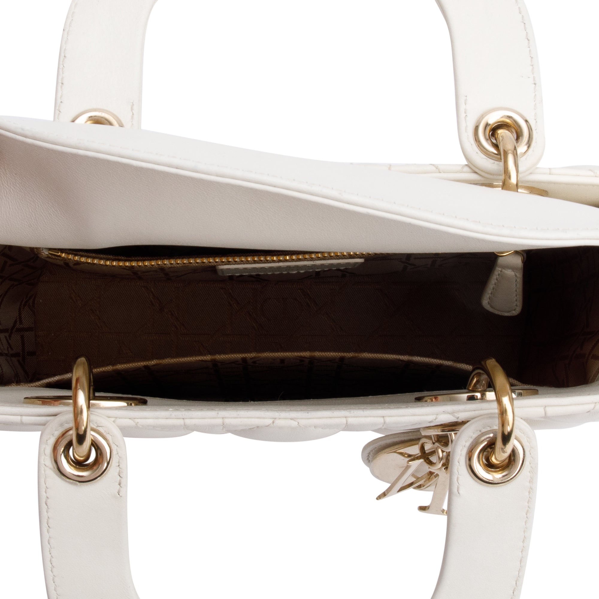 Christian Dior 2022 White Cannage Lambskin Leather Small Lady Dior My AbCDior Bag w/ Box & Authenticity Card