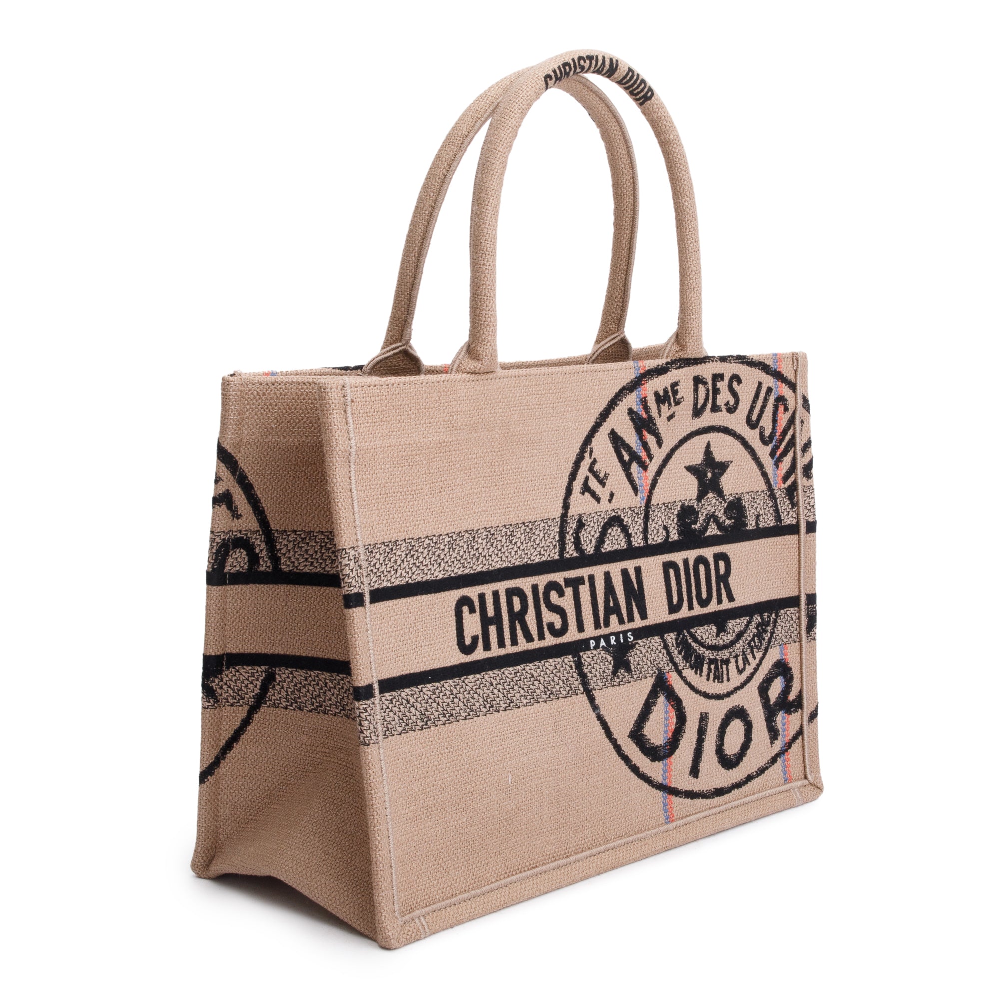 Christian Dior 2023 Beige Canvas L'Union Fait La Force Medium Book Tote w/ Authenticity Card