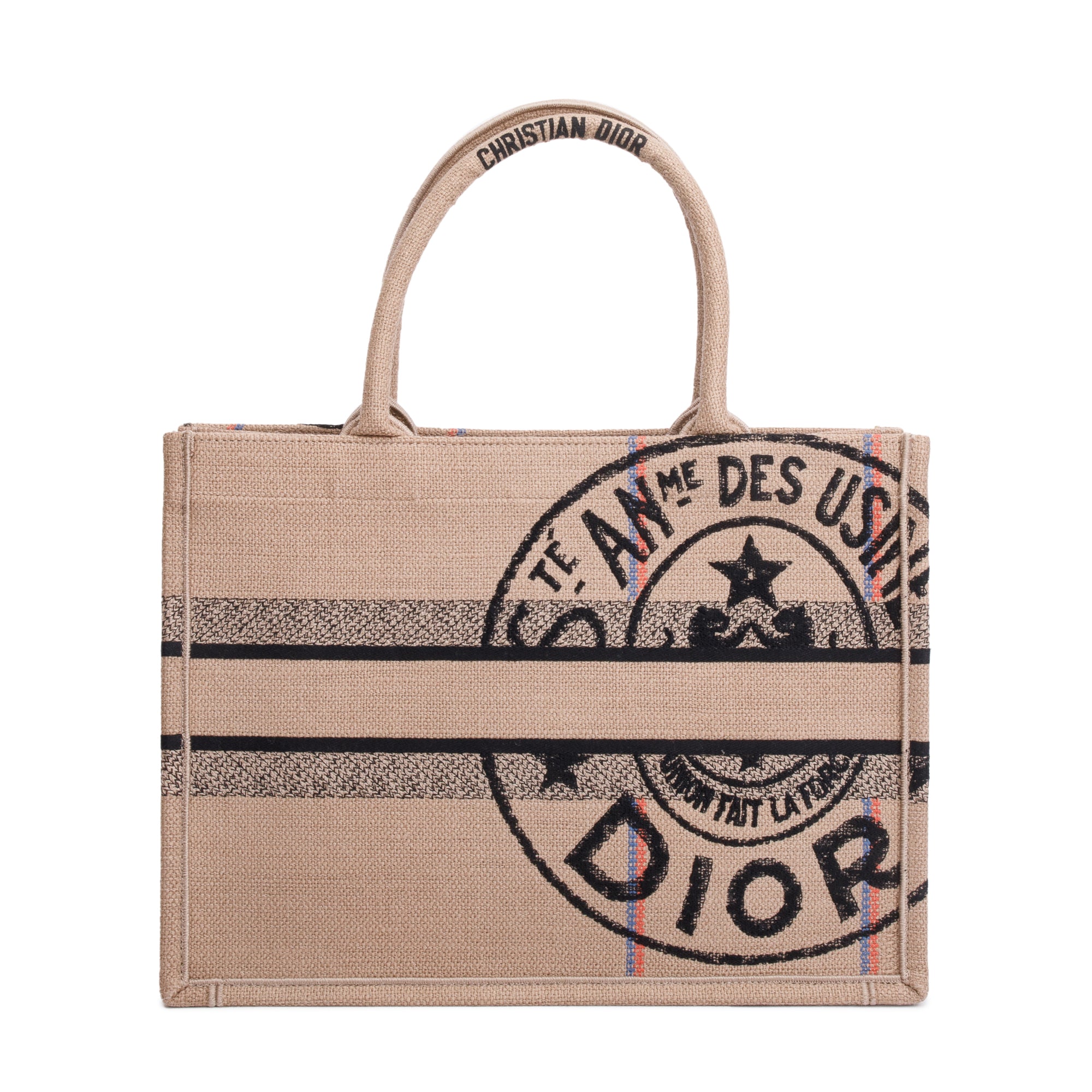 Christian Dior 2023 Beige Canvas L'Union Fait La Force Medium Book Tote w/ Authenticity Card