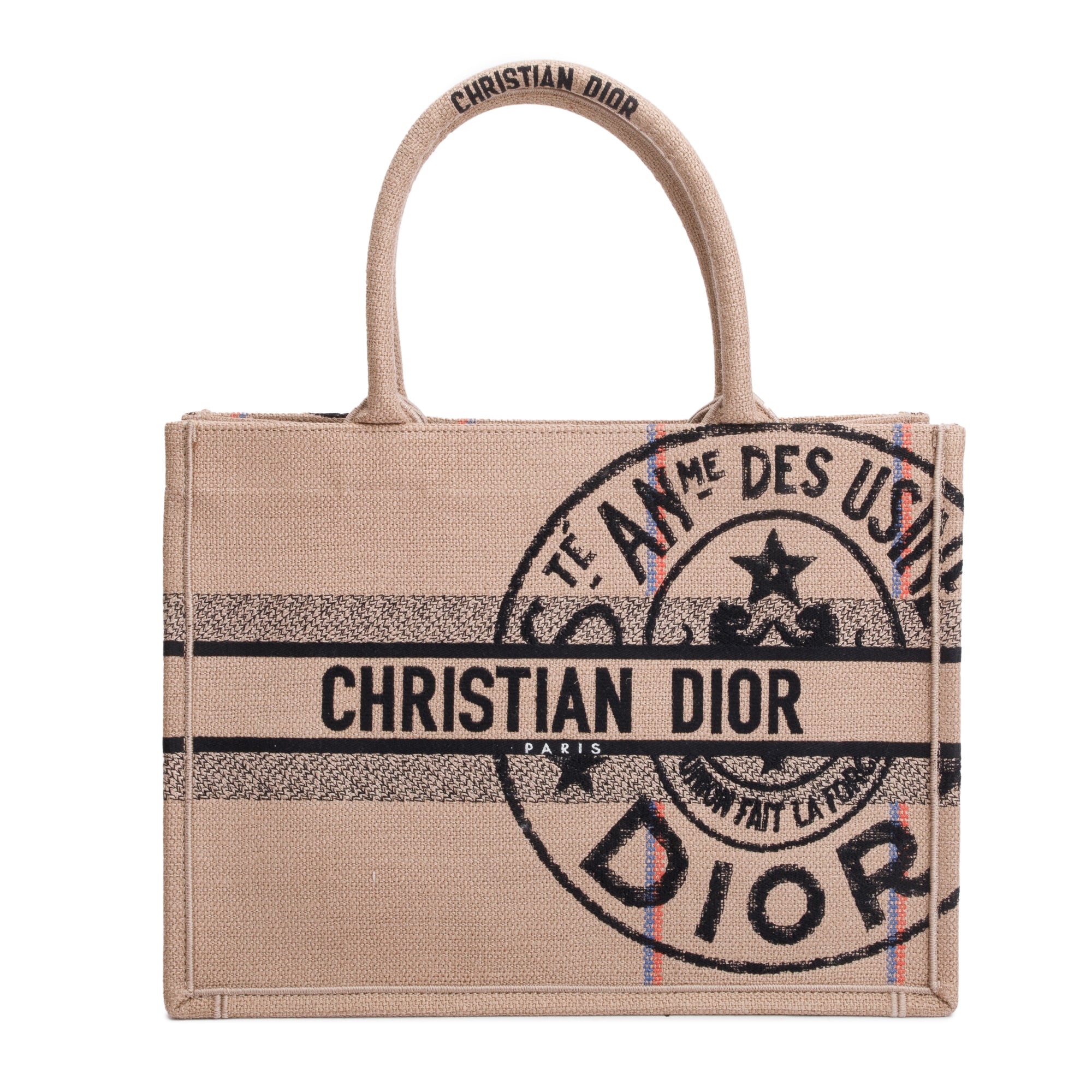 Christian Dior 2023 Beige Canvas L'Union Fait La Force Medium Book Tote w/ Authenticity Card