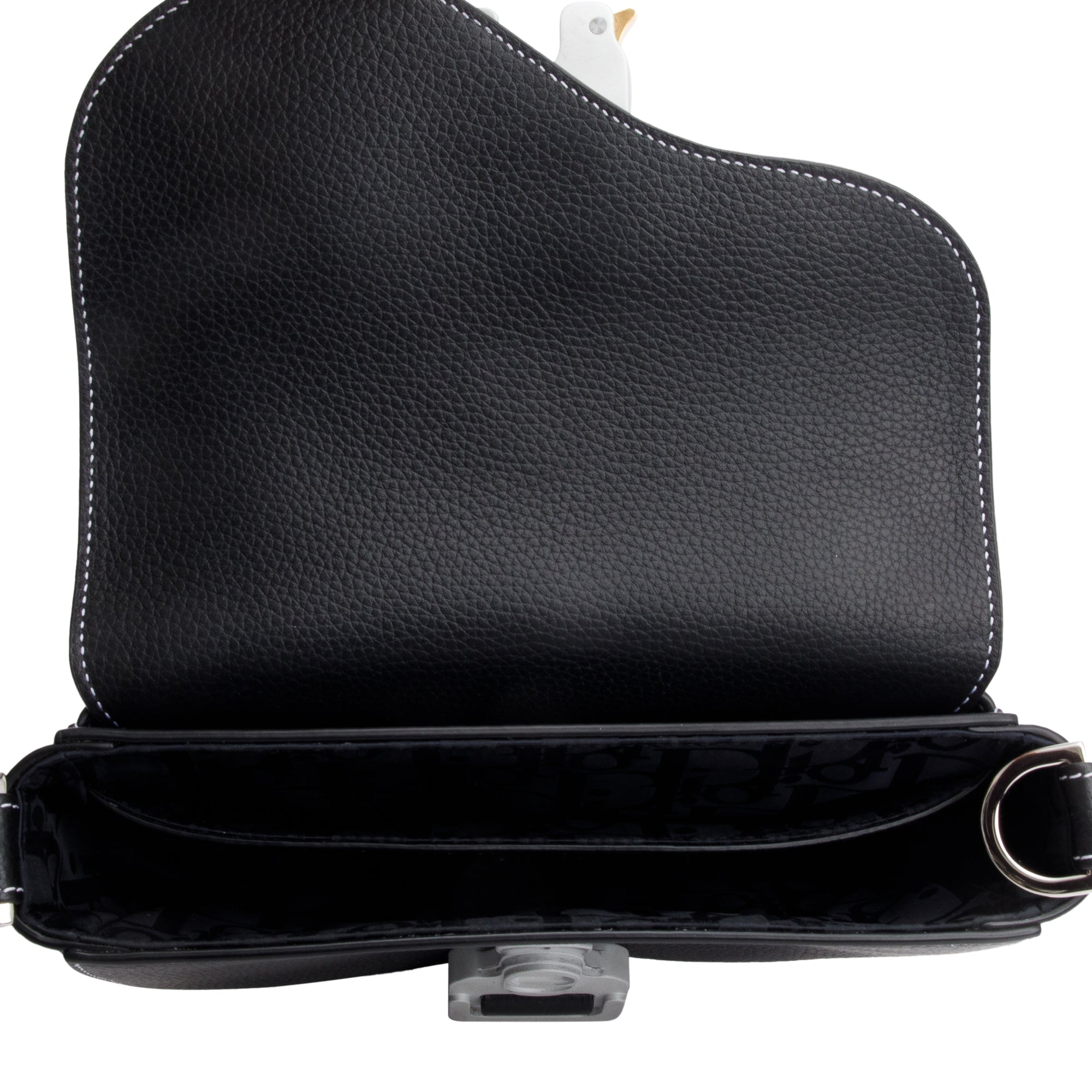 Christian Dior 2023 Black Calfskin Leather Mini Saddle Messenger Bag w/ Receipt
