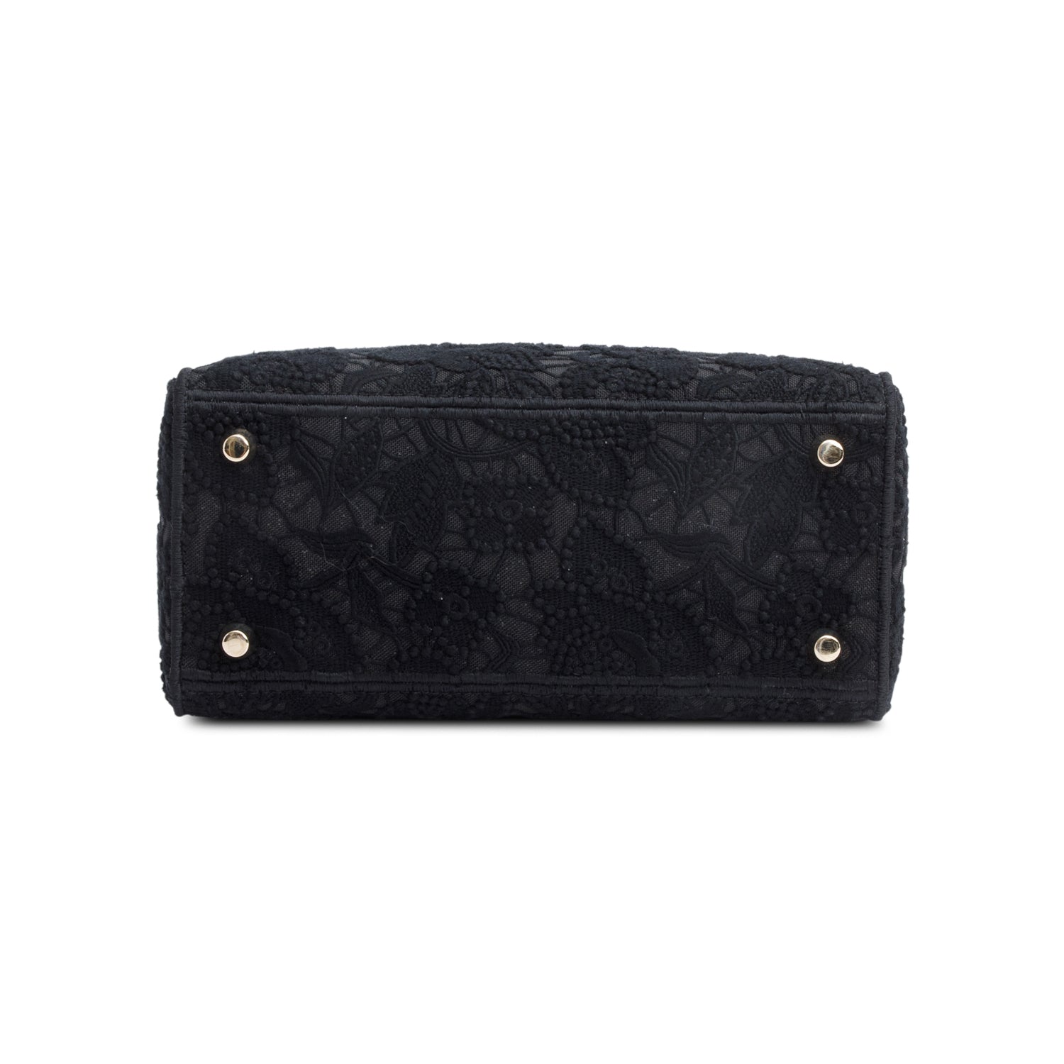 Christian Dior 2023 Black Canvas Medium Lady D-Lace Bag w/ Strap & Box