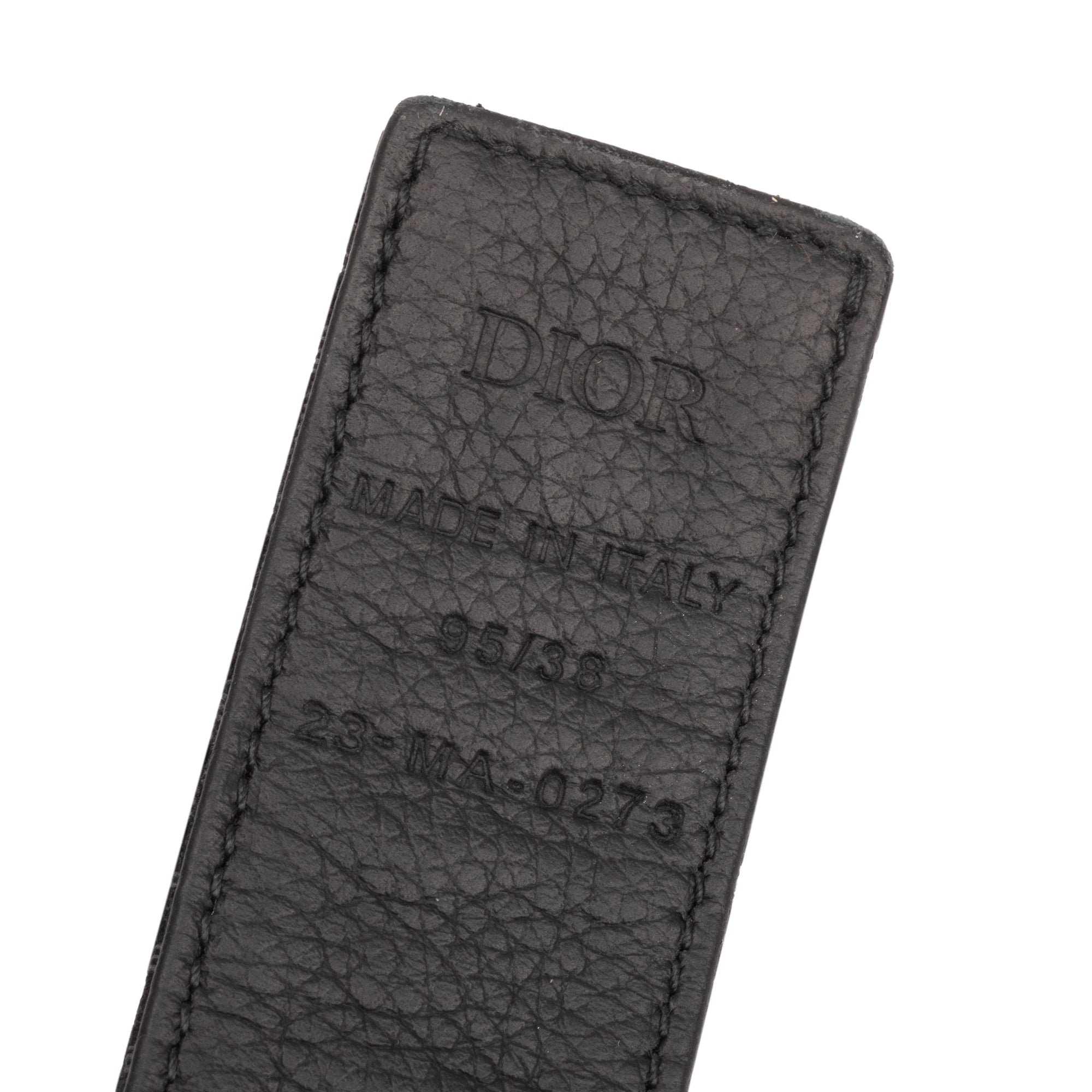 Christian Dior 2023 Black Oblique Galaxy & Calf Leather Reversible Belt with 'CD Icon' Buckle