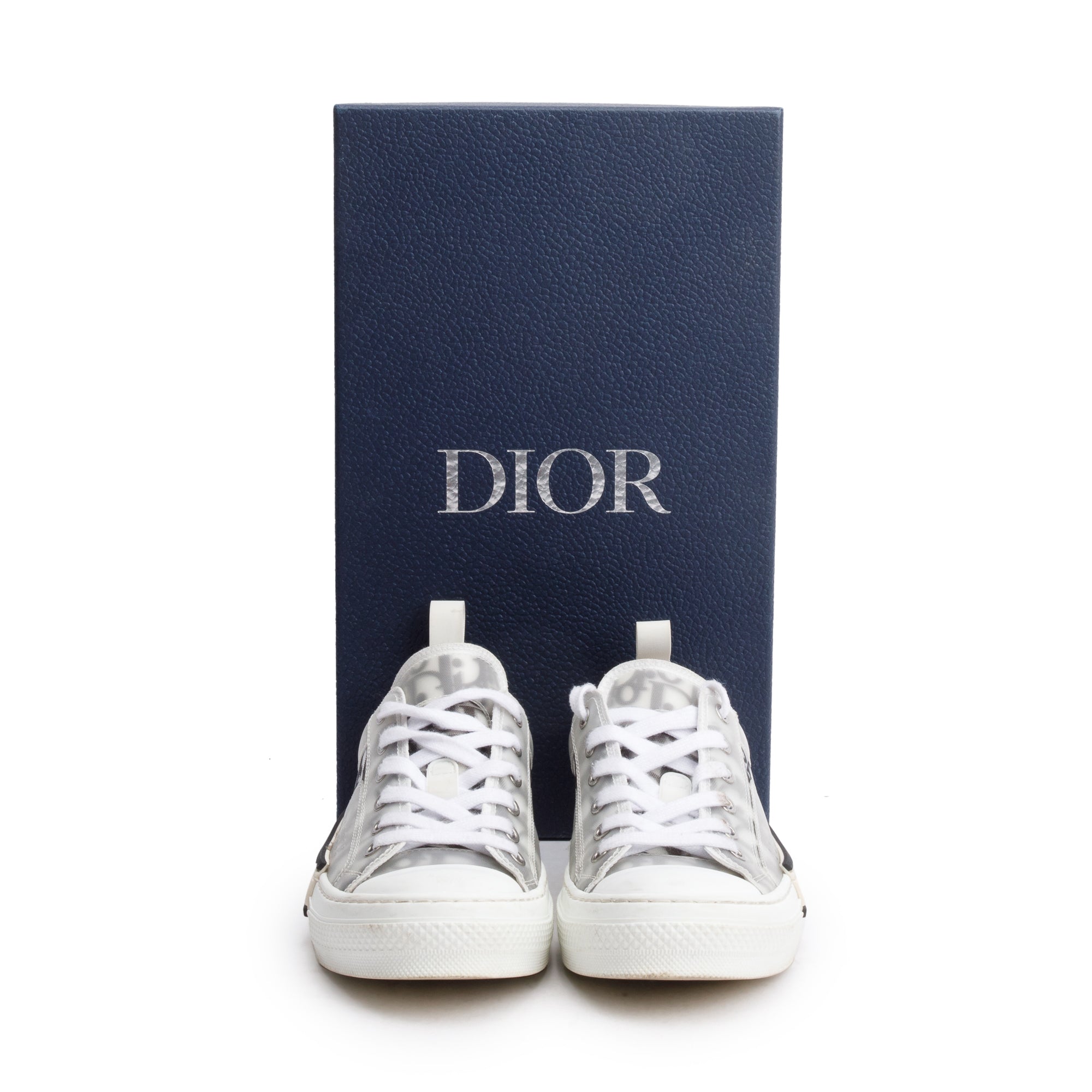 Christian Dior 2023 Black/White Oblique Transparent Canvas B23 Low Sneakers, Size 38 w/ Box & Receipt