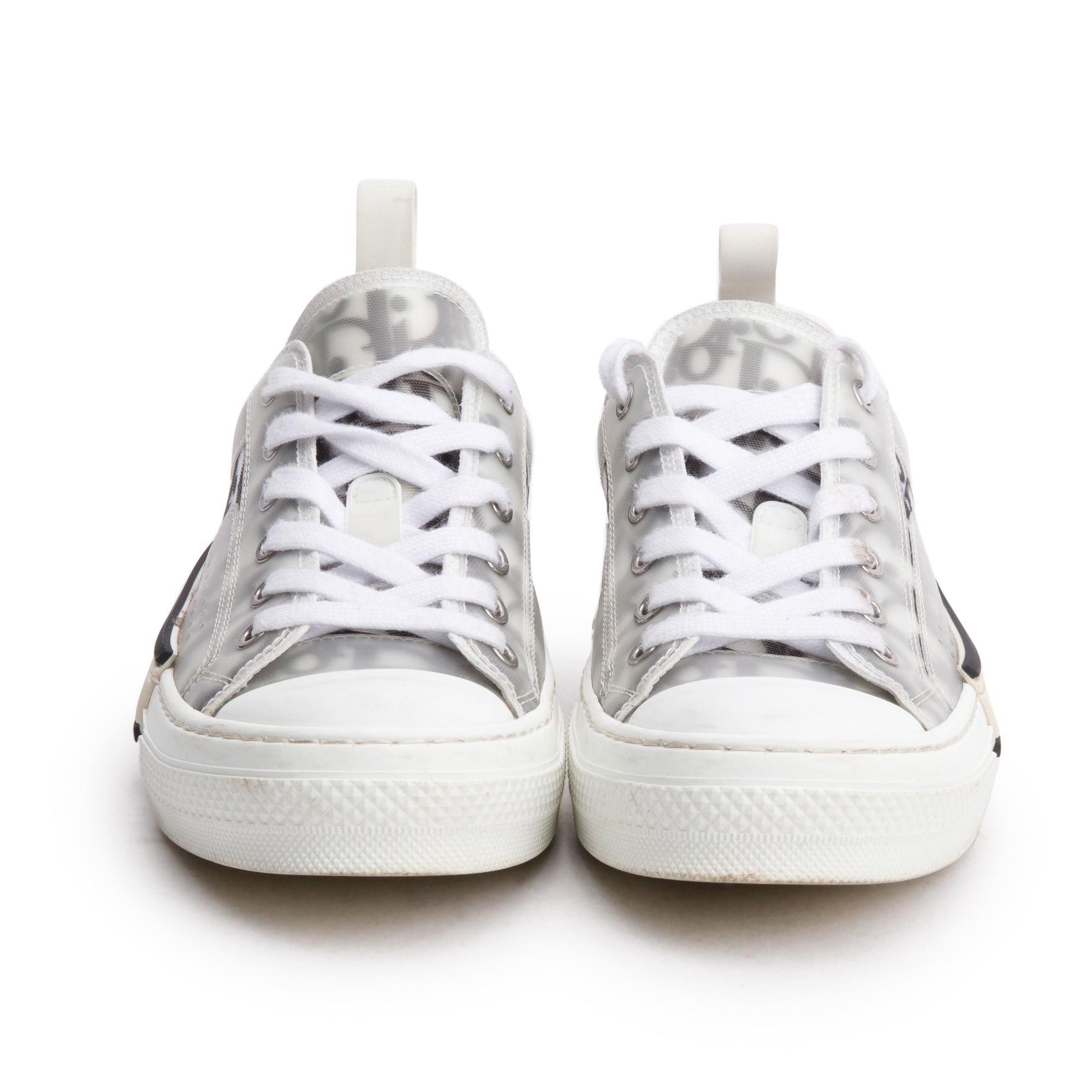 Christian Dior 2023 Black/White Oblique Transparent Canvas B23 Low Sneakers, Size 38 w/ Box & Receipt