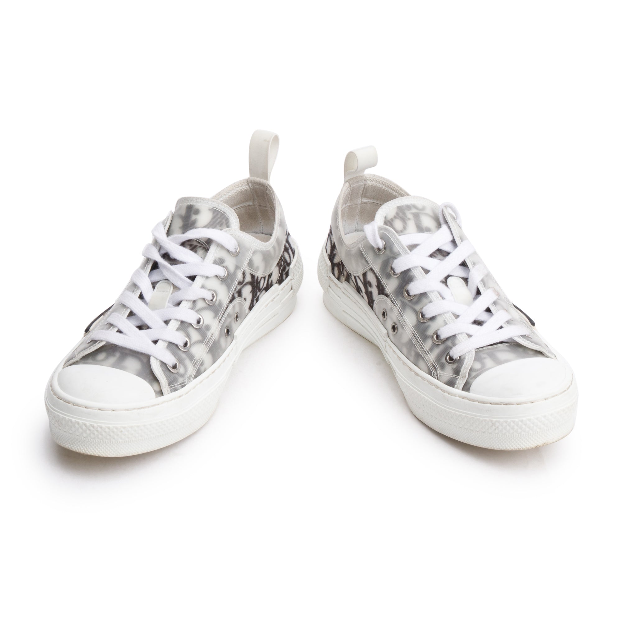 Christian Dior 2023 Black/White Oblique Transparent Canvas B23 Low Sneakers, Size 38 w/ Box & Receipt
