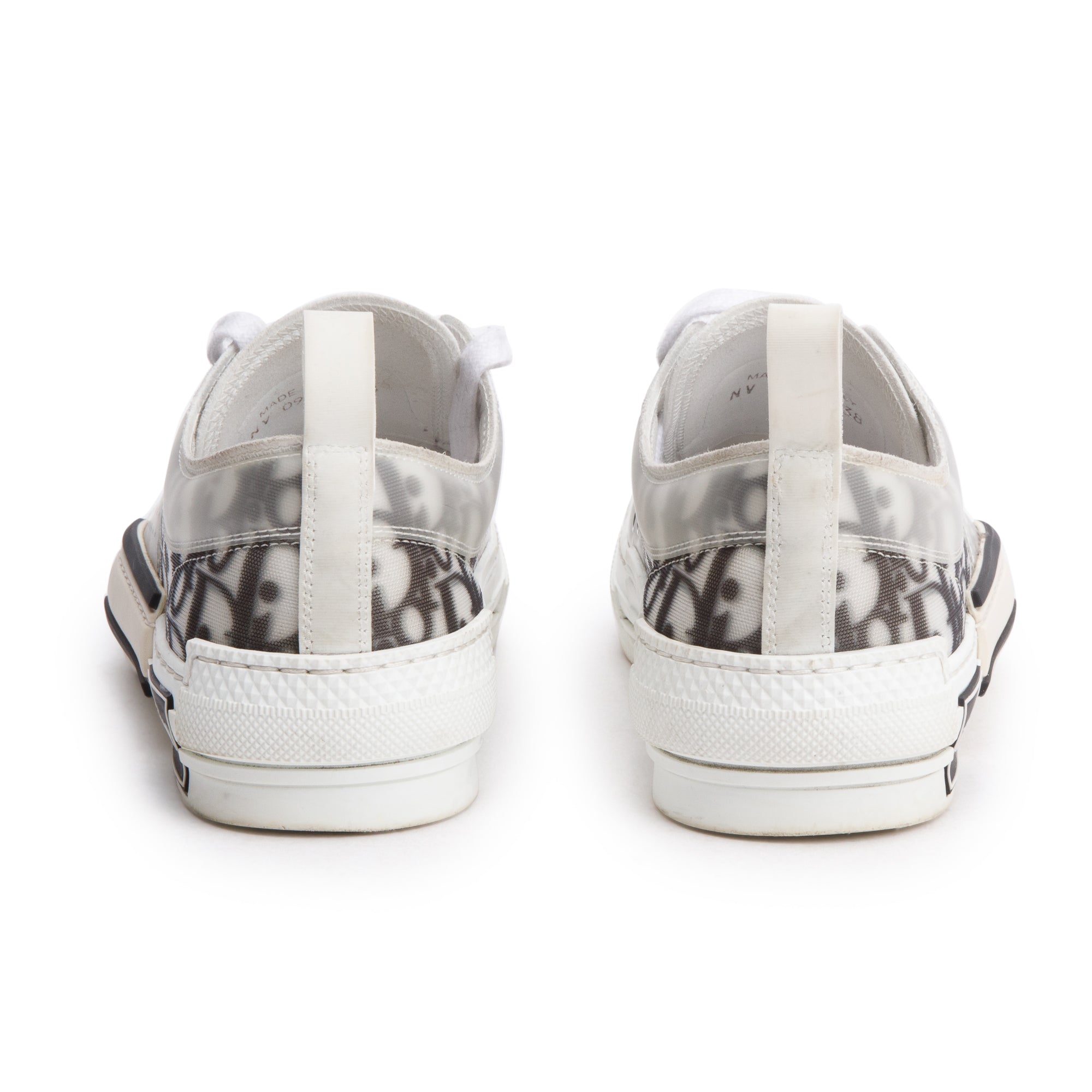 Christian Dior 2023 Black/White Oblique Transparent Canvas B23 Low Sneakers, Size 38 w/ Box & Receipt