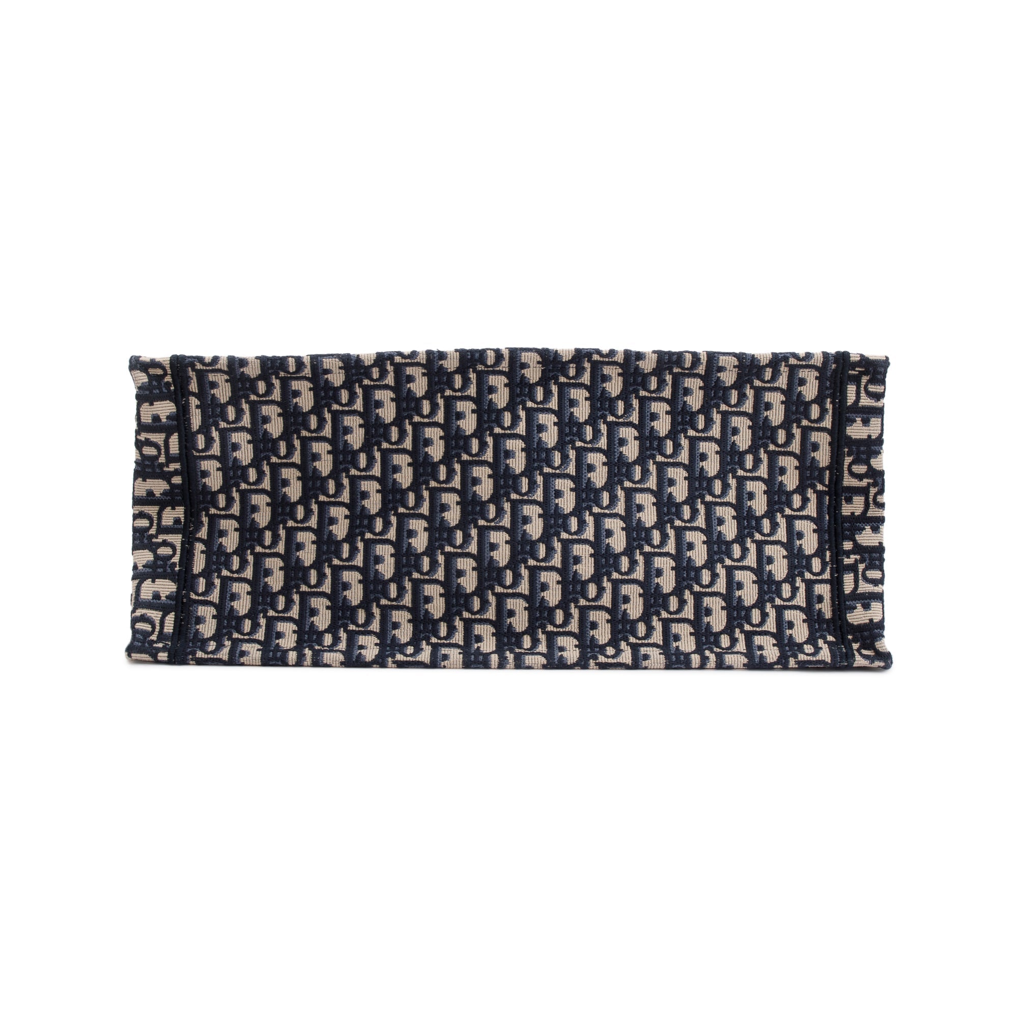 Christian Dior 2023 Ecru and Blue Dior Oblique Embroidery Large Book Tote