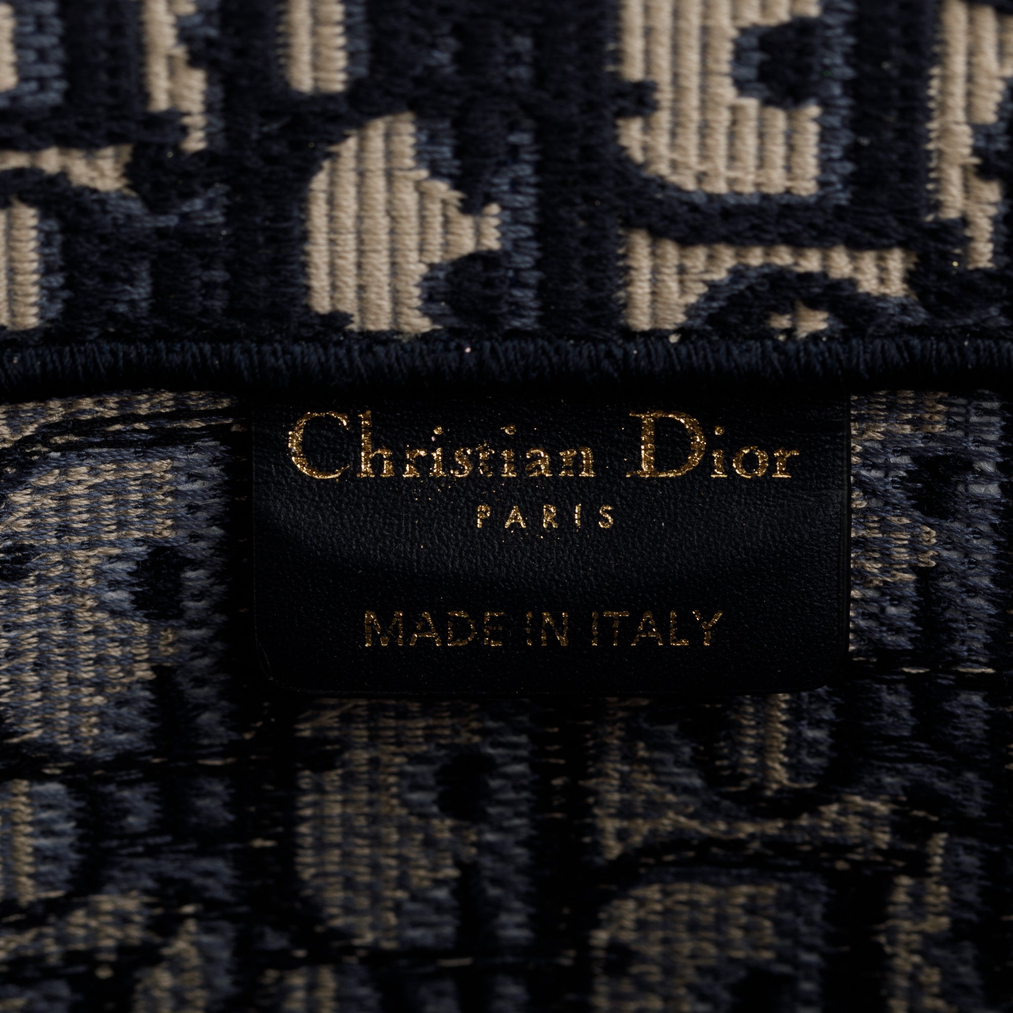 Christian Dior 2023 Ecru and Blue Dior Oblique Embroidery Large Book Tote