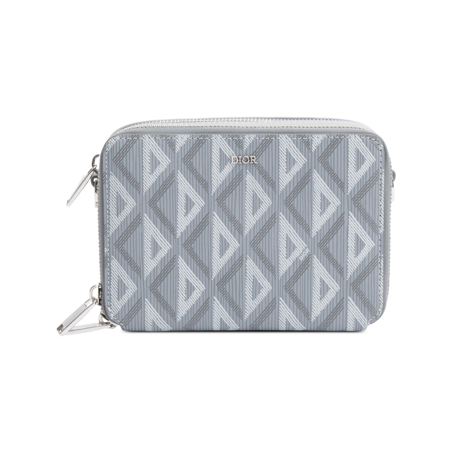 Christian Dior 2023 Grey CD Diamond Coated Canvas Crossbody Pouch w/ Strap