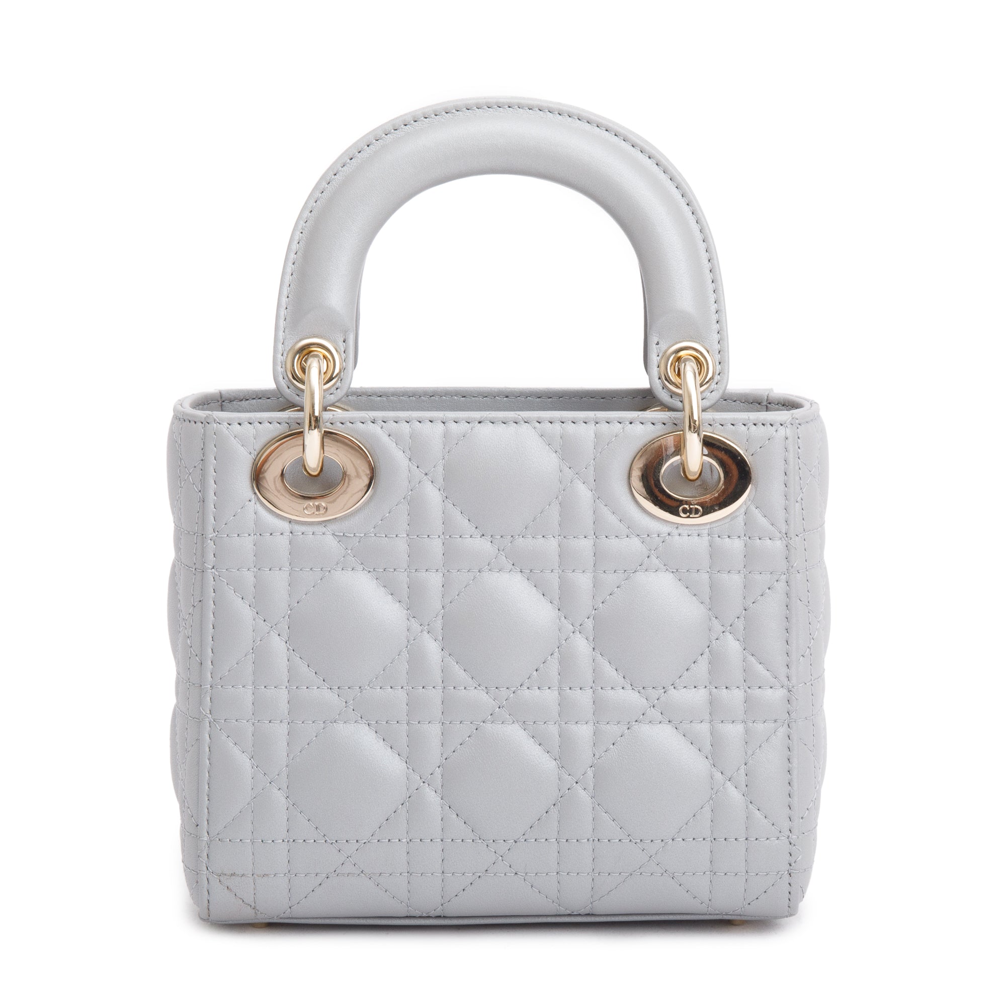 Christian Dior 2023 Grey Cannage Leather Mini Lady Dior Bag