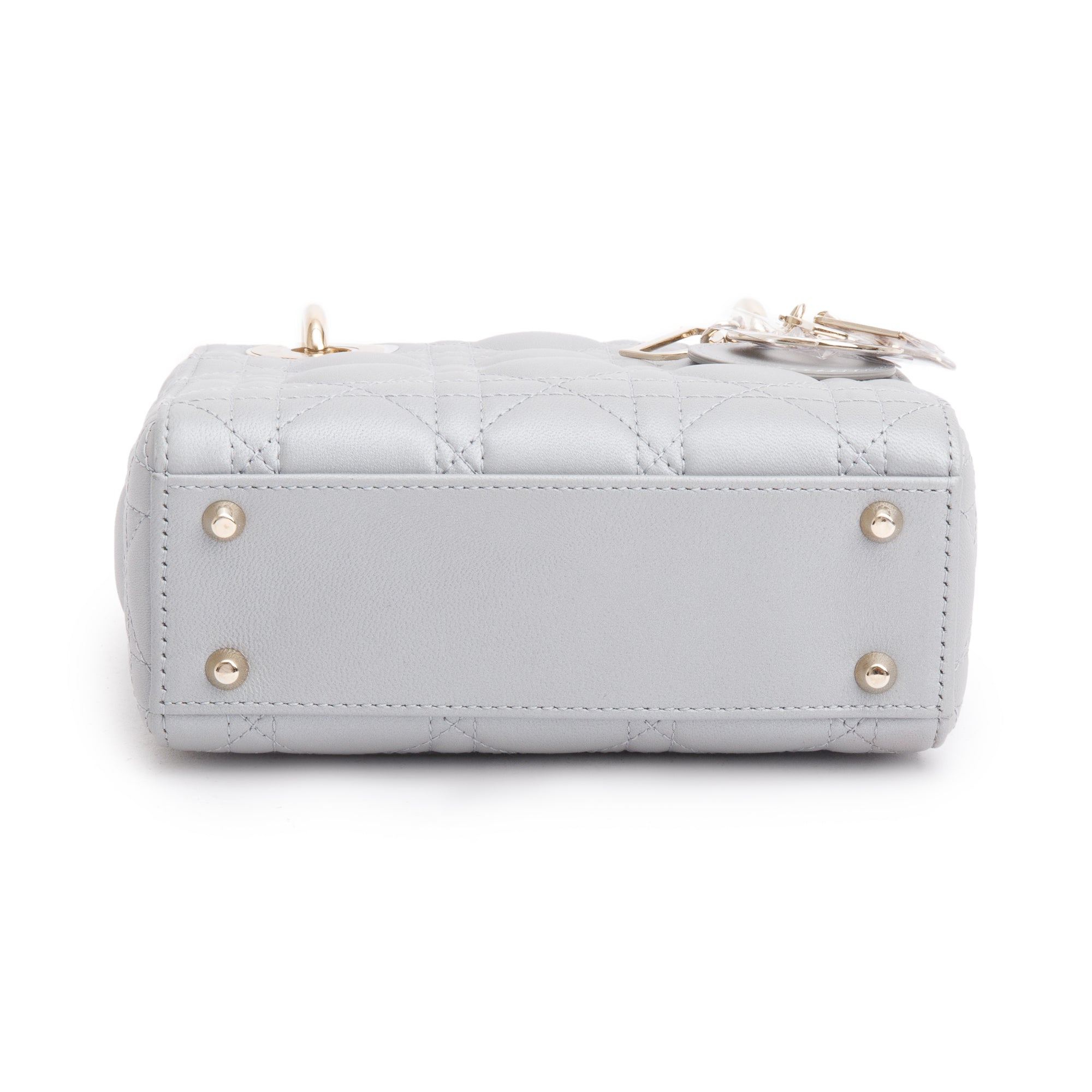 Christian Dior 2023 Grey Cannage Leather Mini Lady Dior Bag